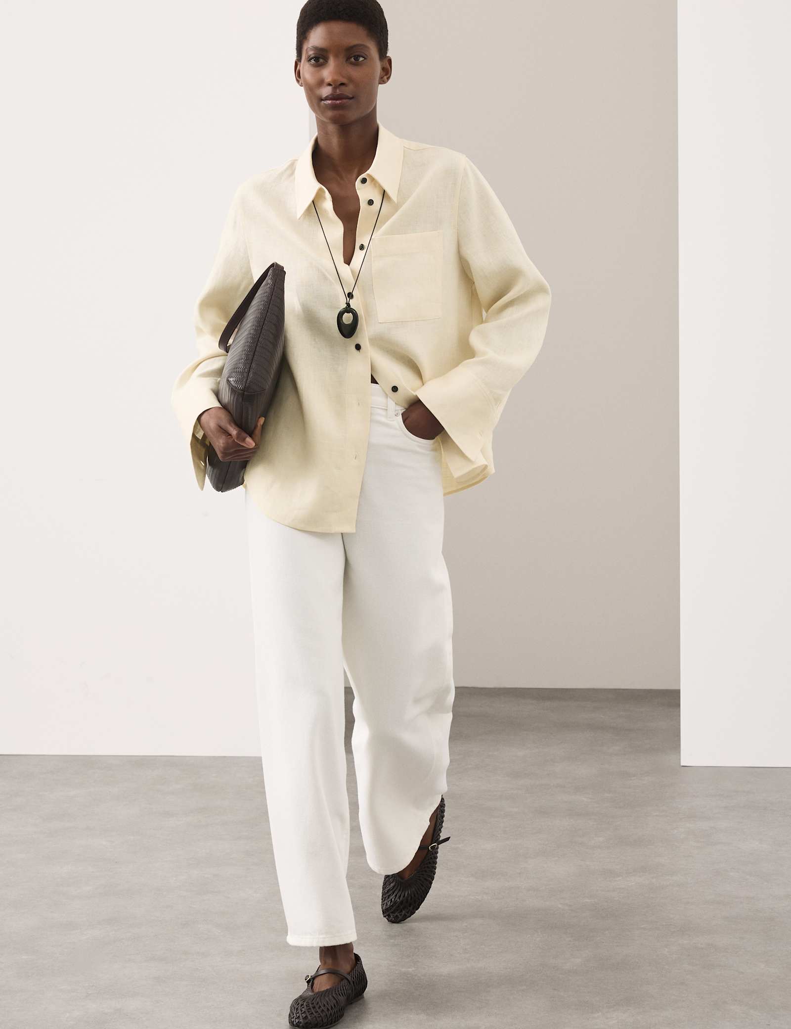 Pure Linen Contrast Button Shirt - image 5