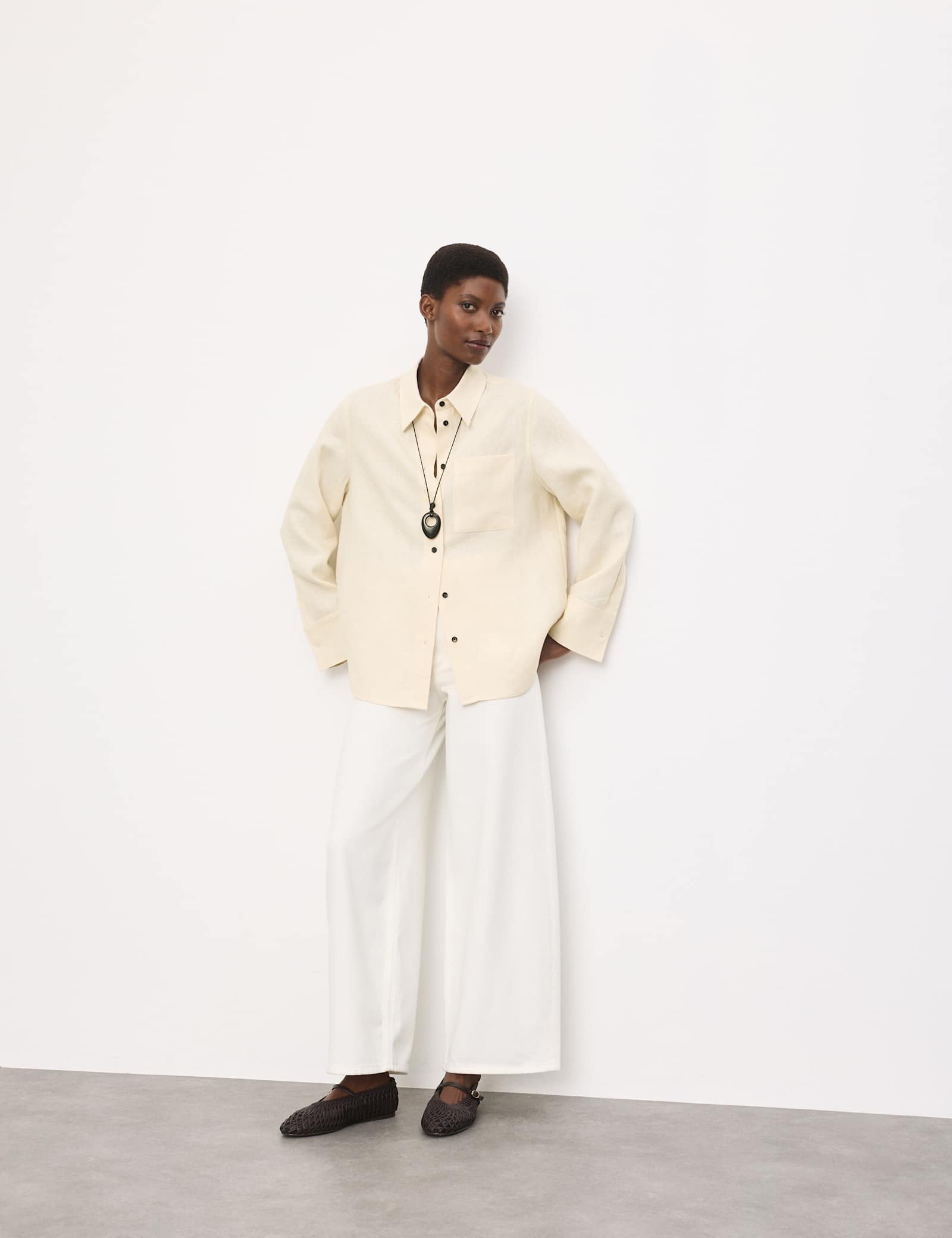 Pure Linen Contrast Button Shirt - image 4