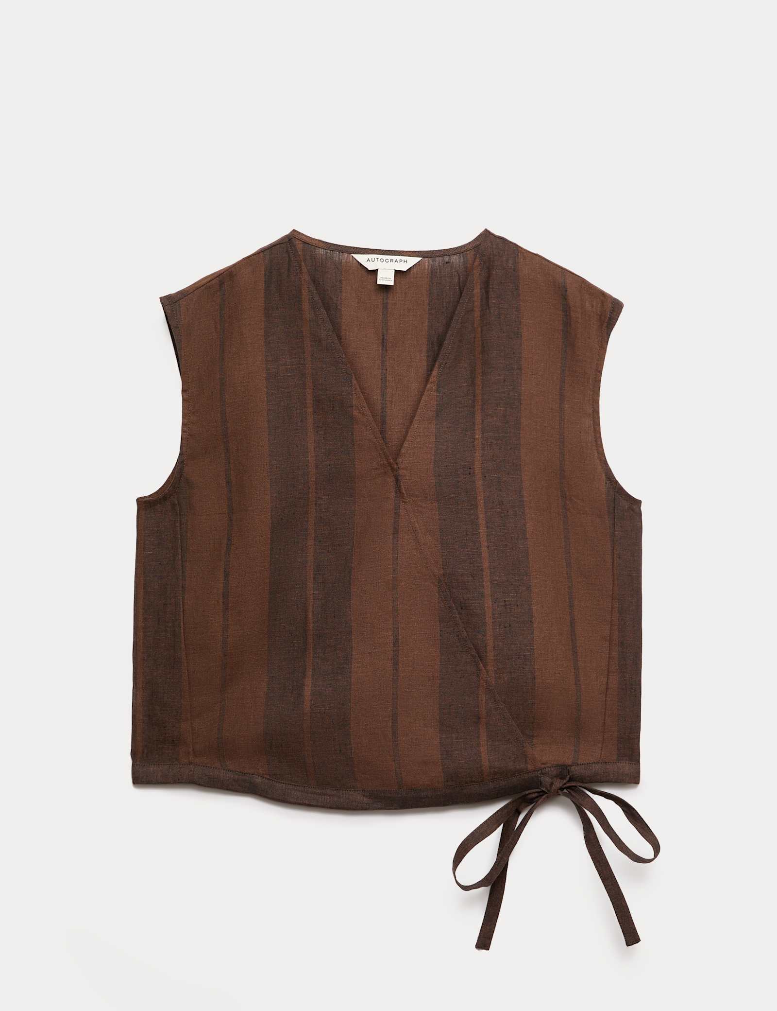Pure Flax Linen Striped Wrap Top - image 1