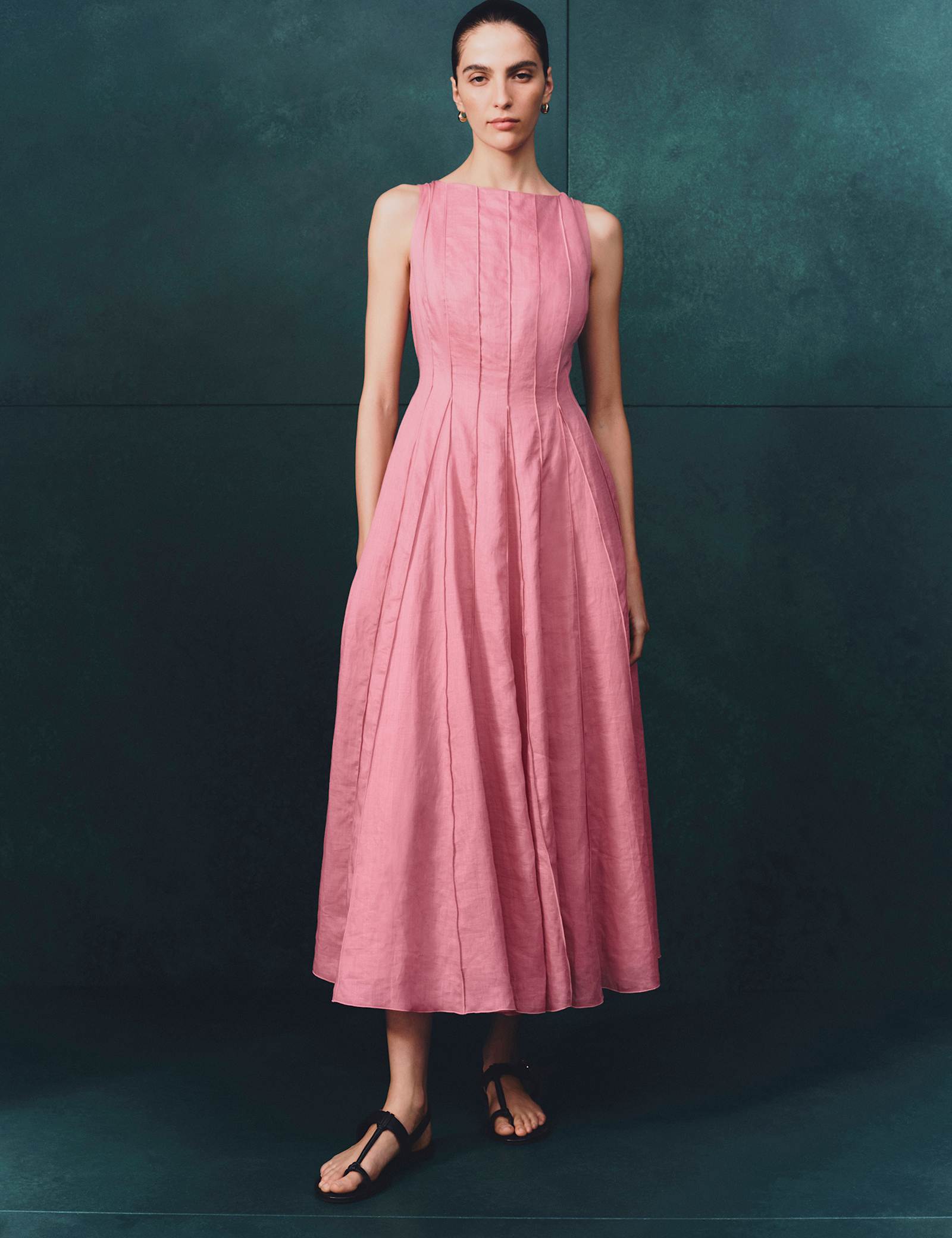 Pure Ramie Godet Waisted Maxi Dress - image 2
