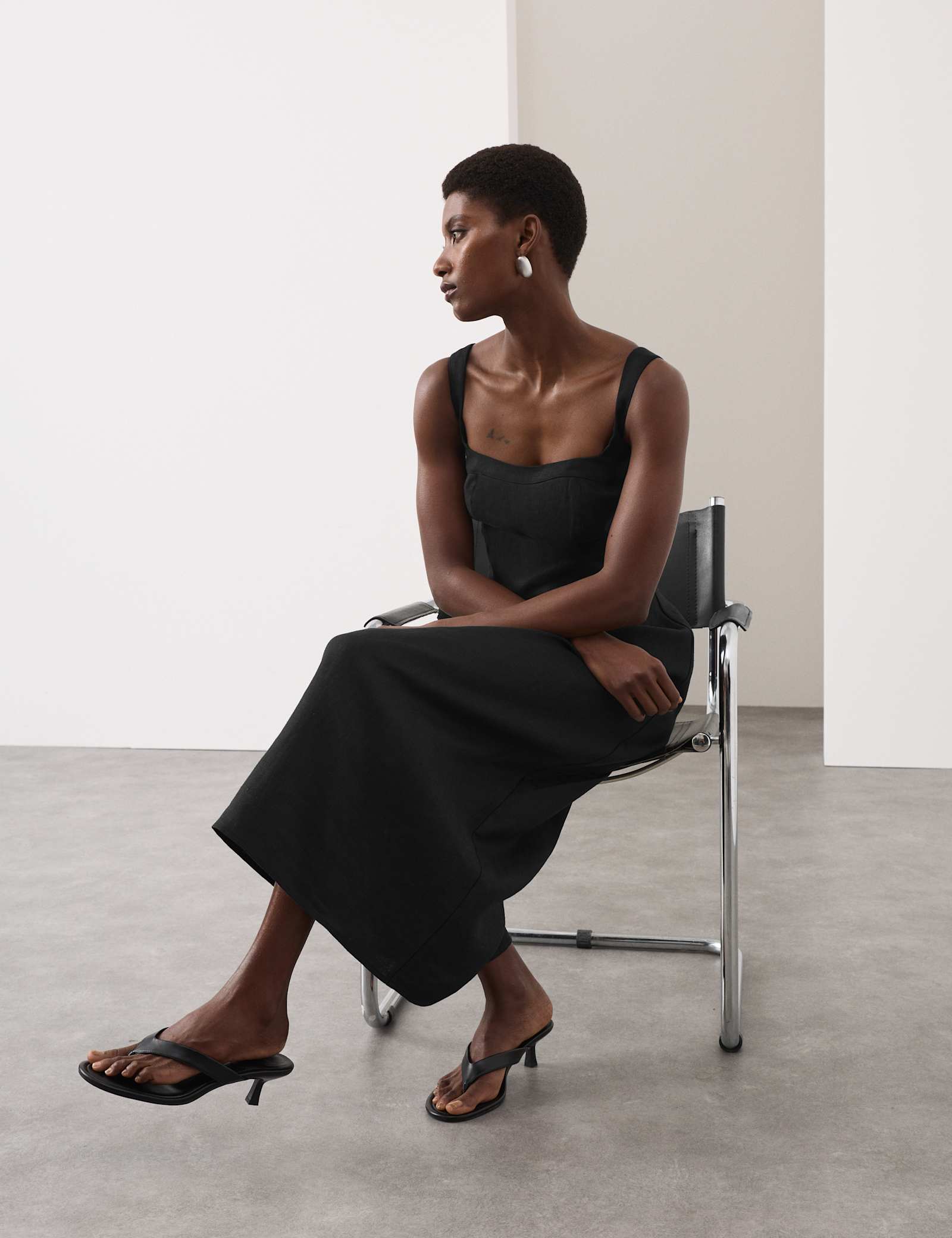 Pure Linen Structured Waisted Dress - image 4