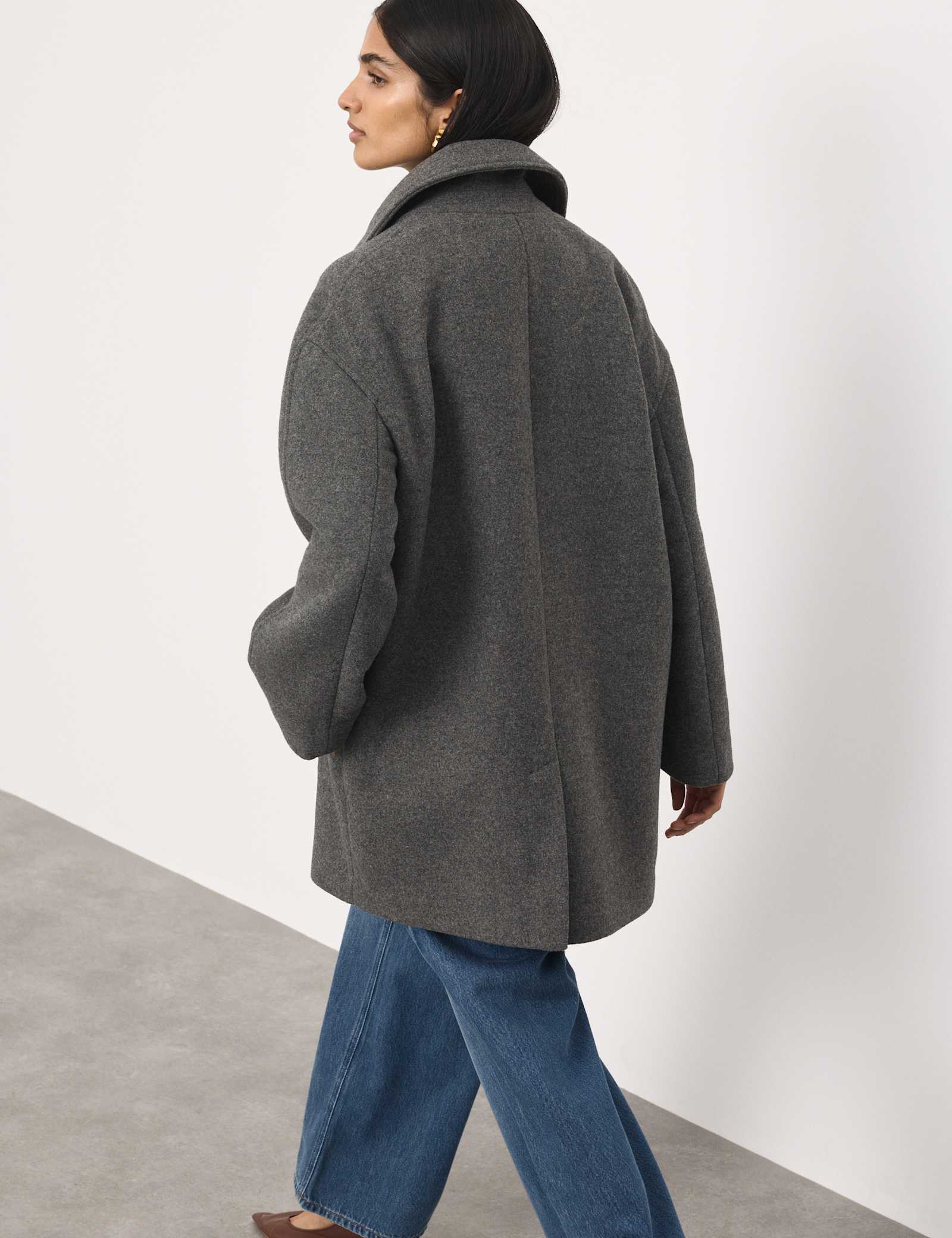 Longline Car Coat with Wool - image 4