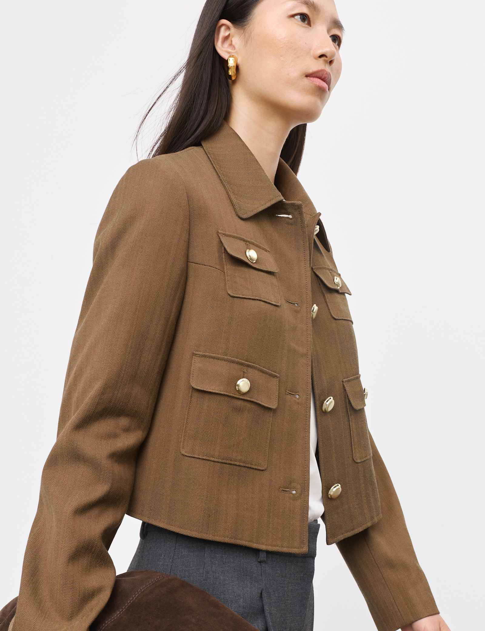 Cotton Blend Twill Cropped Jacket - image 2