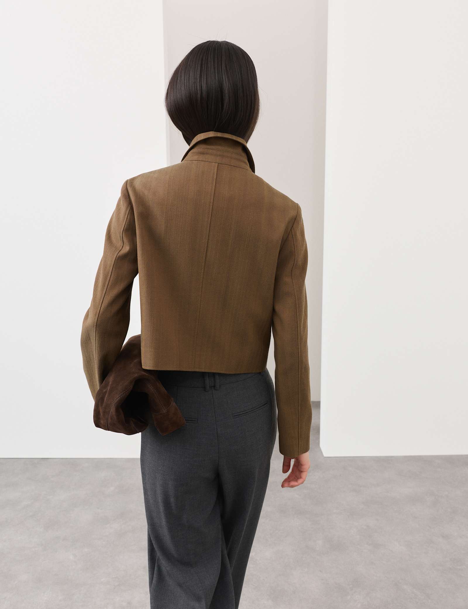 Cotton Blend Twill Cropped Jacket - image 4