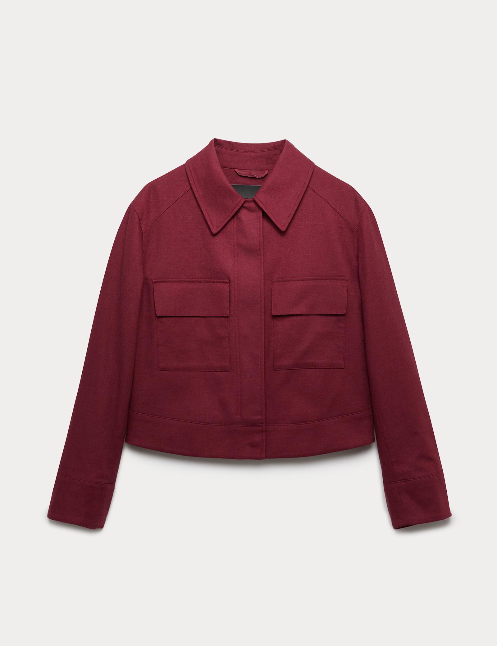 Linen Blend Cropped Utility Jacket - image 1