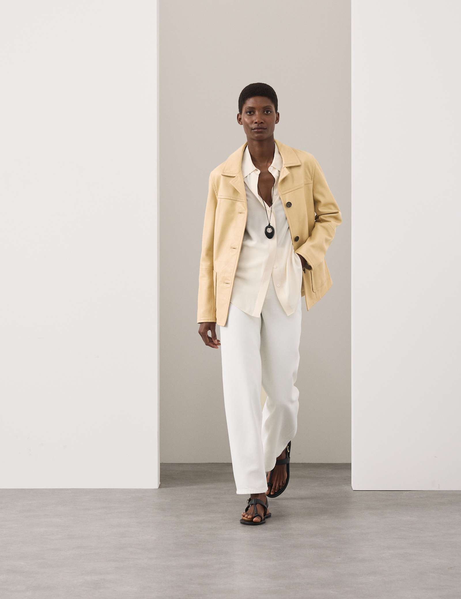 Leather Revere Collar Jacket - image 4