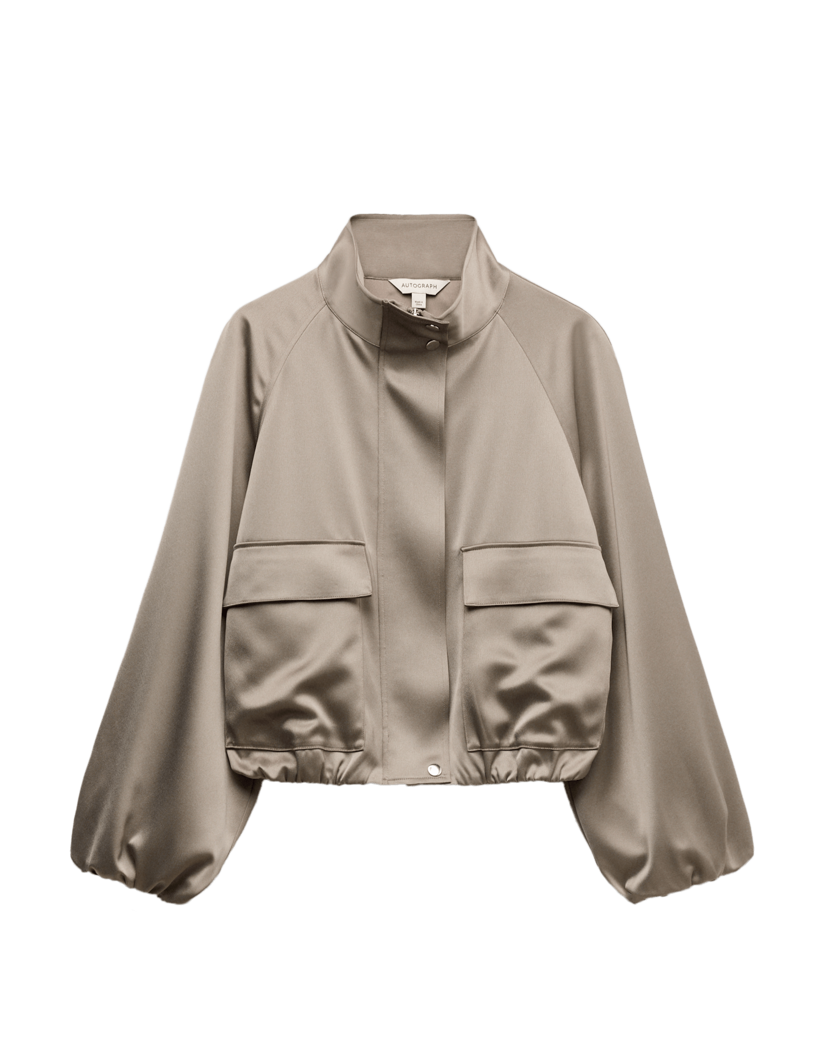 Satin Lightweight Funnel Neck Bomber Jacket - image 3