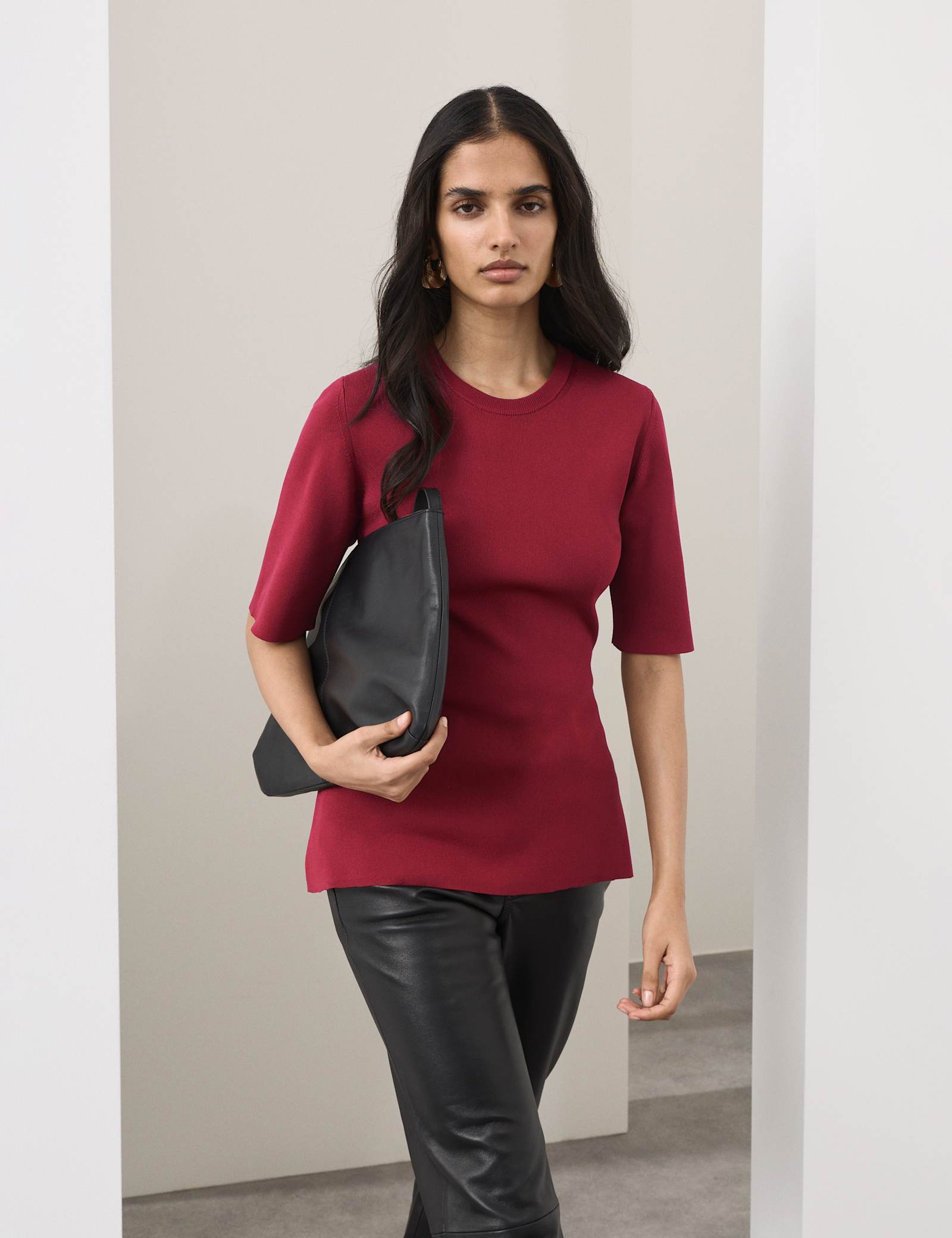 Crew Neck Peplum Knitted Top - image 4