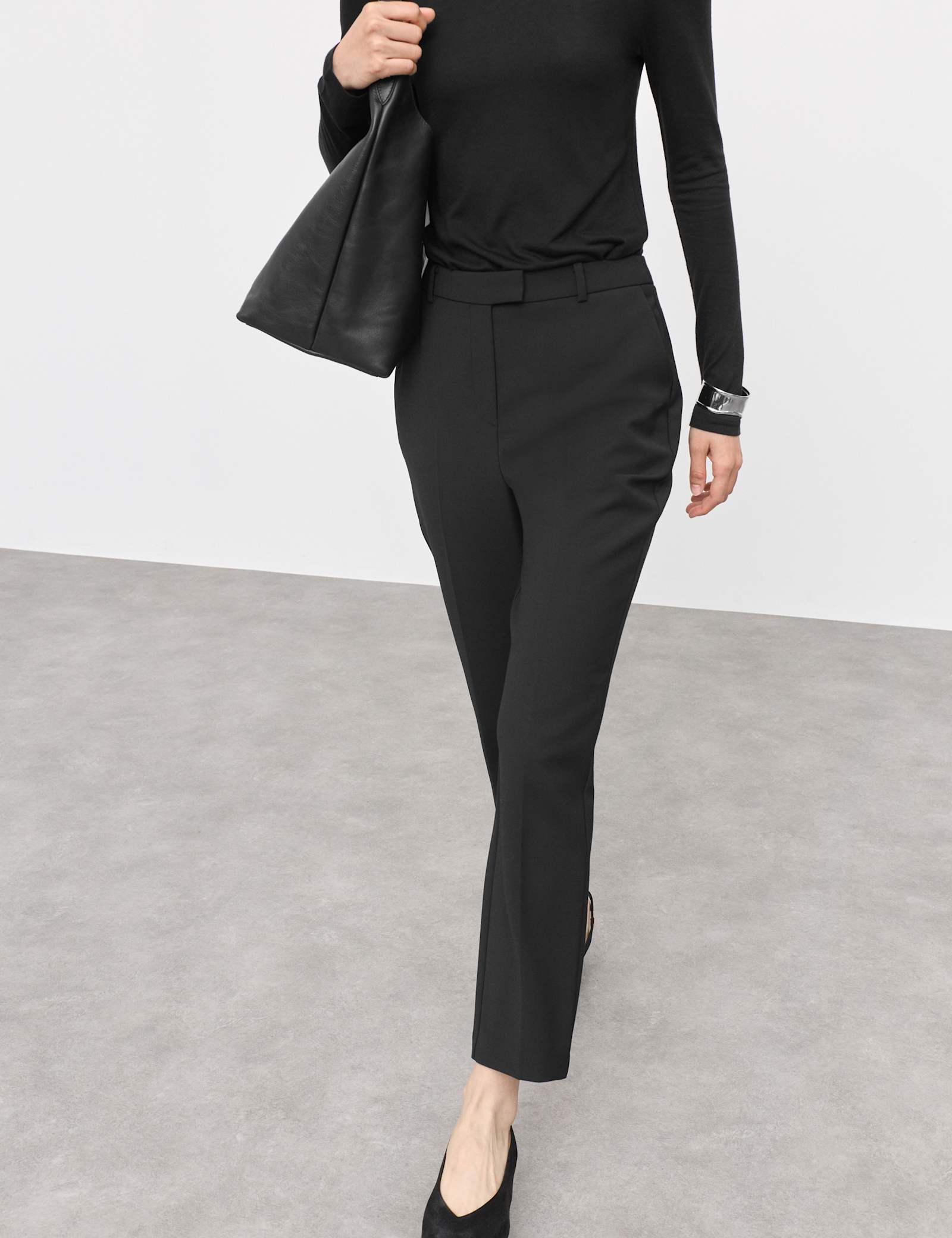 Wool Blend Slim Fit Ankle Grazer Trousers - image 2