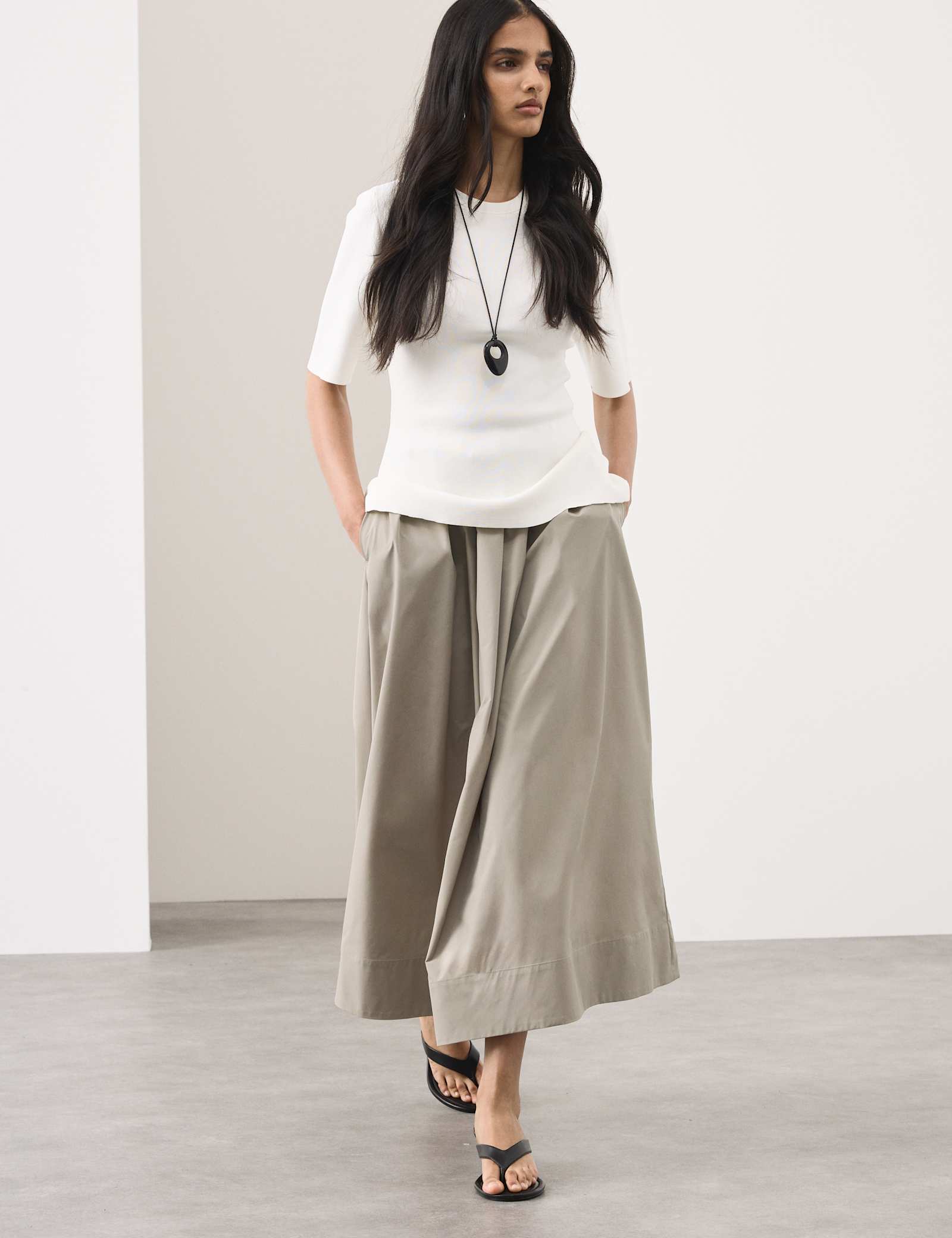 Taffeta Pleated Maxi Skirt - image 2