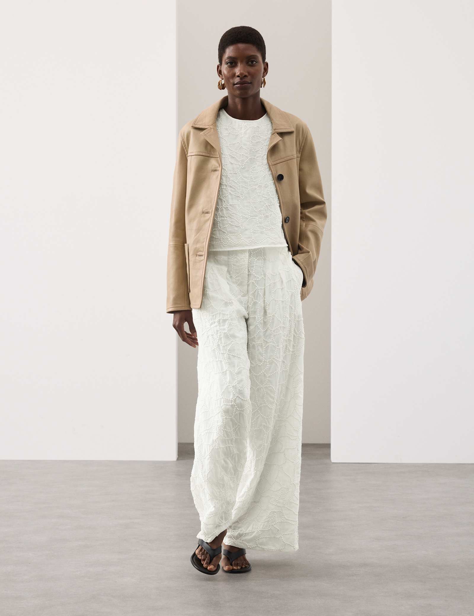 Embroidered Knot Wide Leg Trousers - image 5