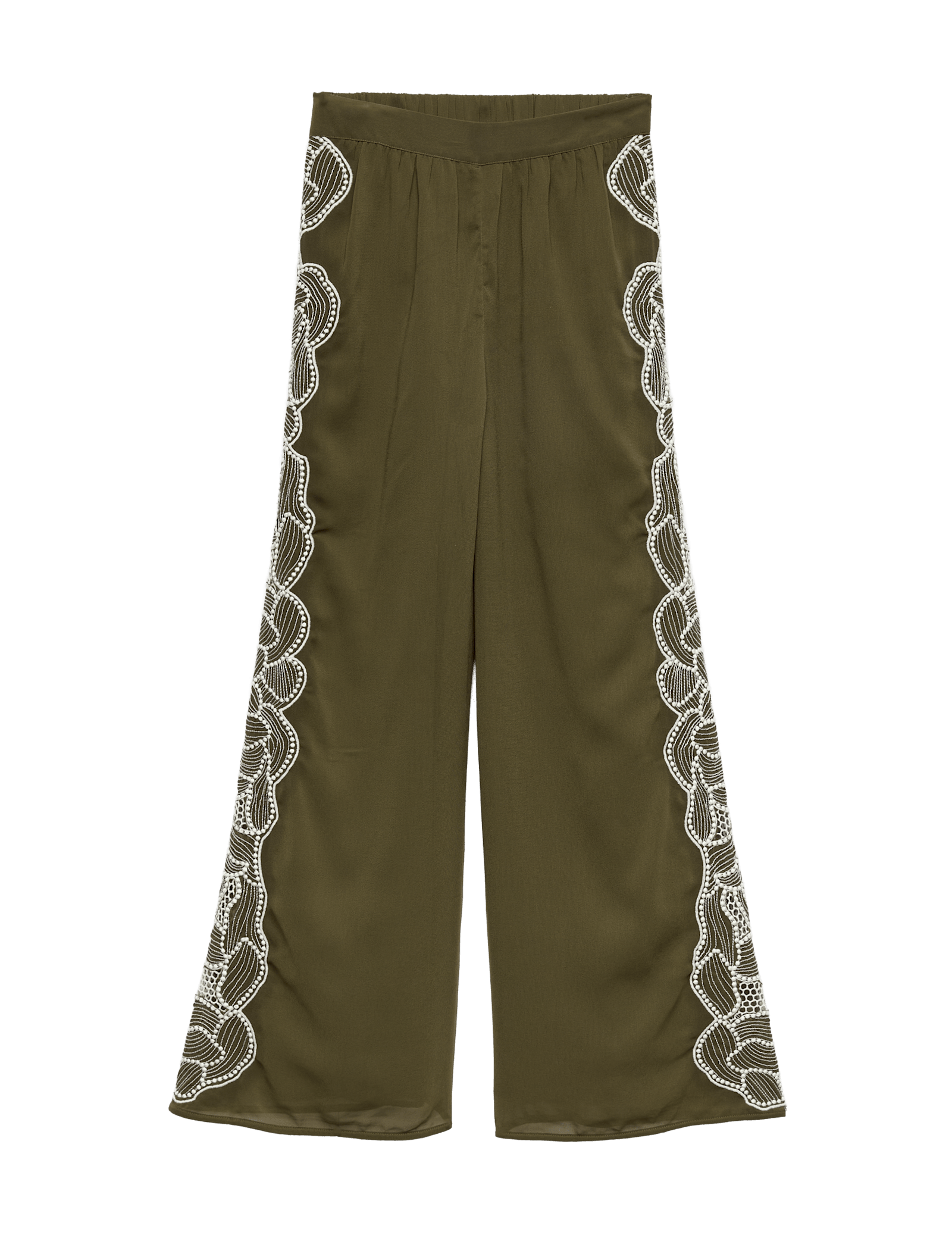 Floral Embroidered Wide Leg Trousers - image 3