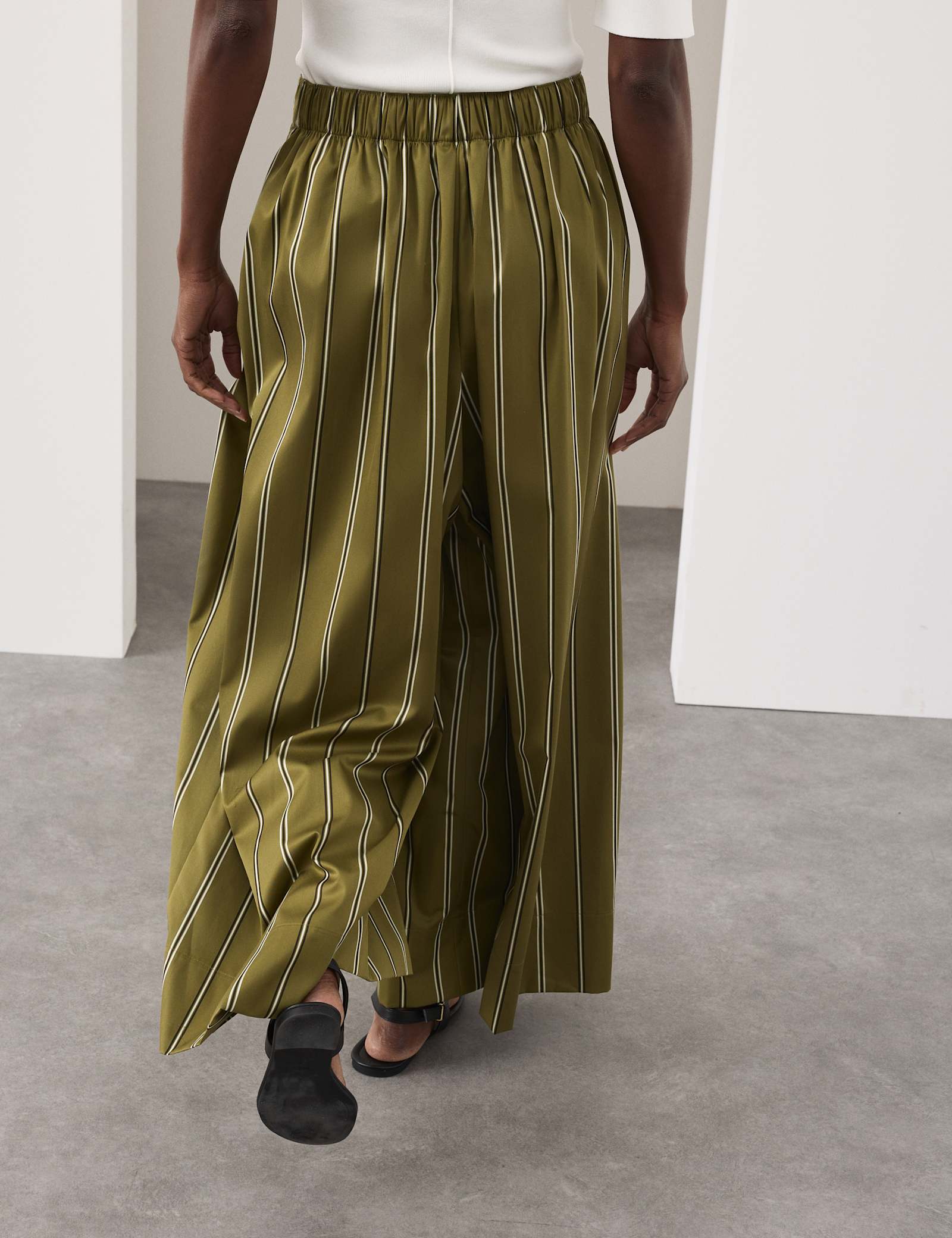 Striped Pleat Front Wide Leg Trousers - image 4