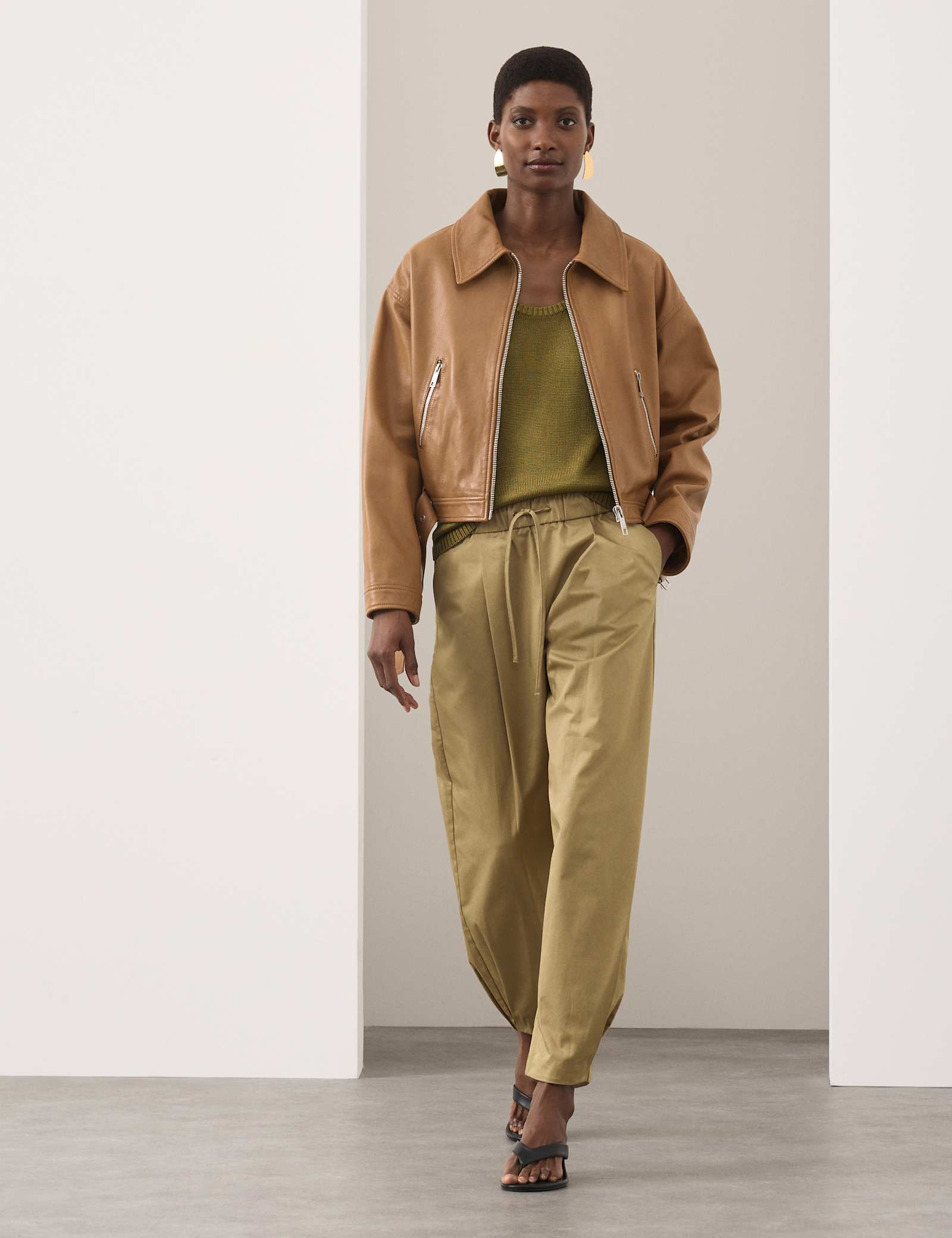 Pure Cotton Drawstring Barrel Trousers - image 5