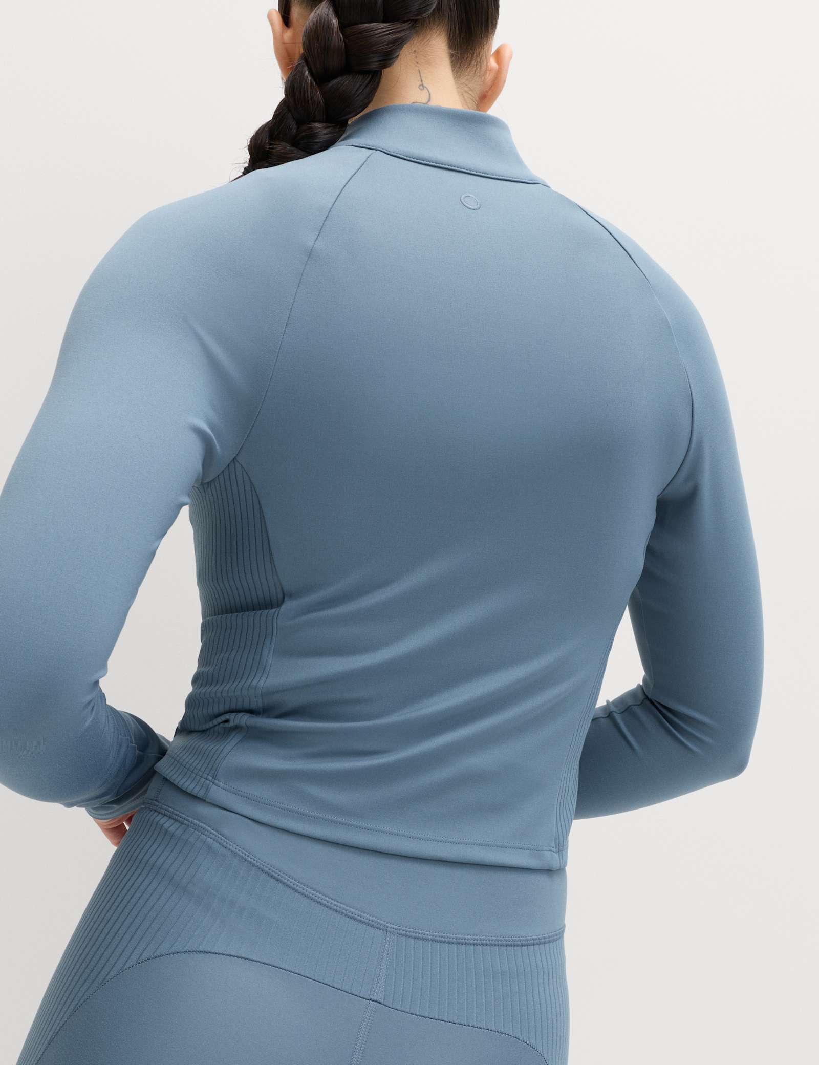 Go Balance Rib Panel Zip Up Fitted Top - image 5