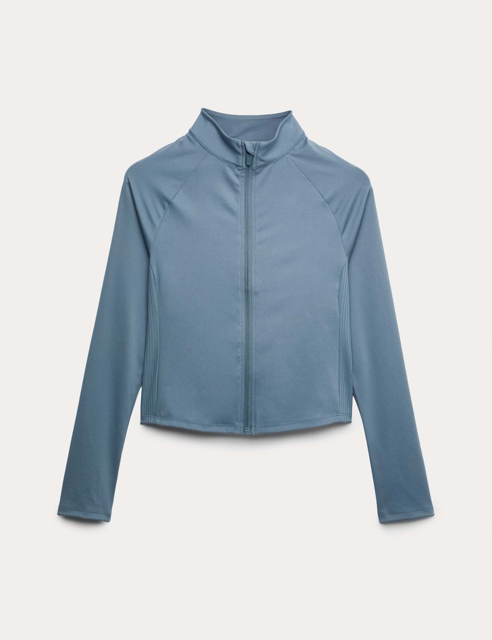 Go Balance Rib Panel Zip Up Fitted Top - image 1