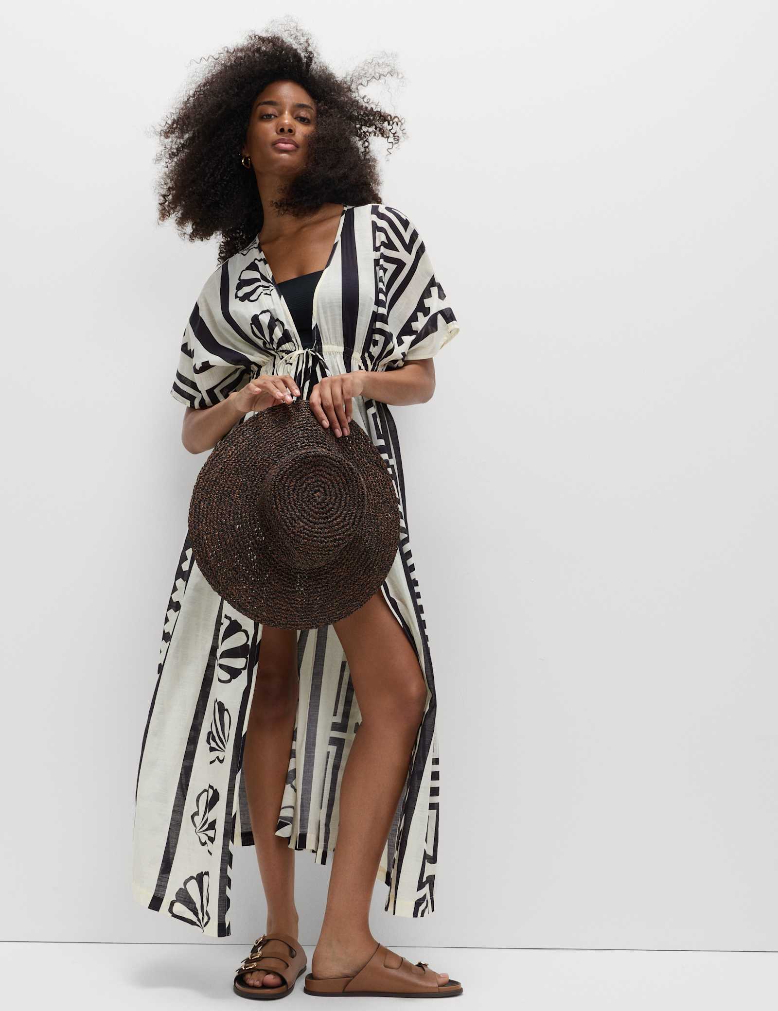 Pure Cotton Shell Print Maxi Kaftan - image 2