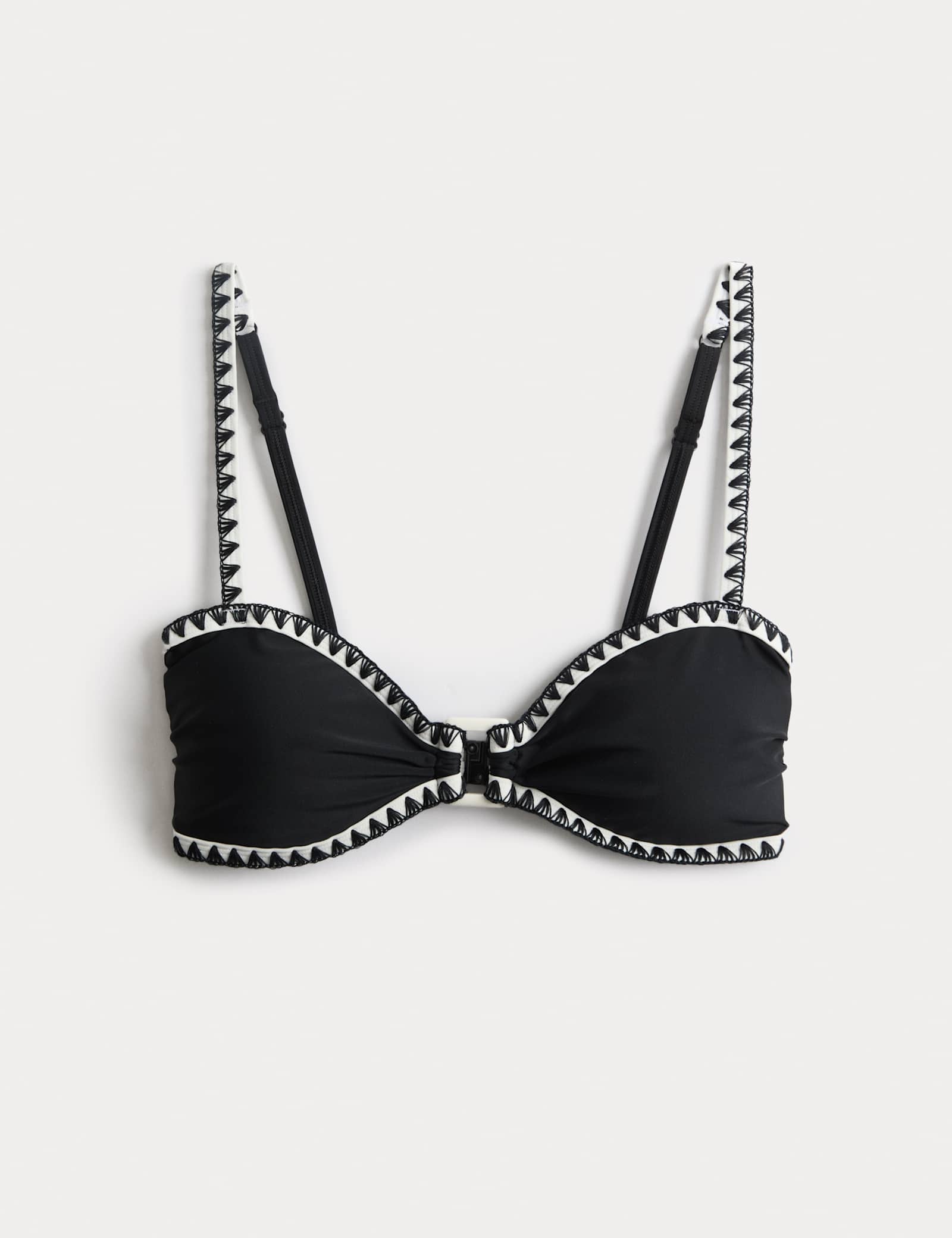 Blanket Stitch Padded Ring Detail Bandeau Bikini Top - image 1