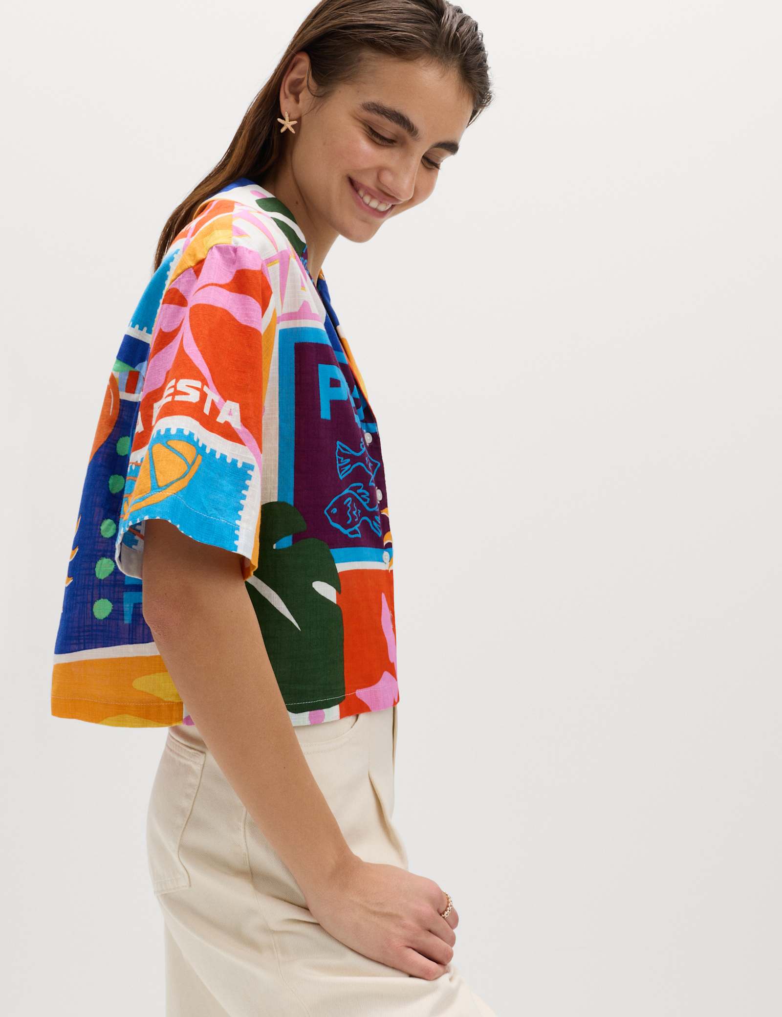 Pure Cotton Printed Short Sleeve Beach Shirt - image 4