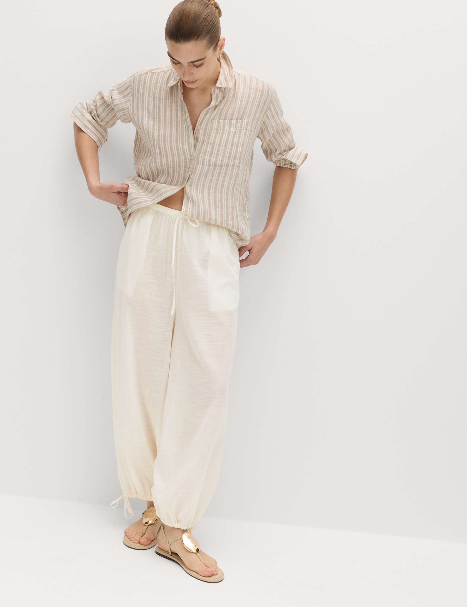Pure Cotton Bubble Hem Beach Trousers - image 2