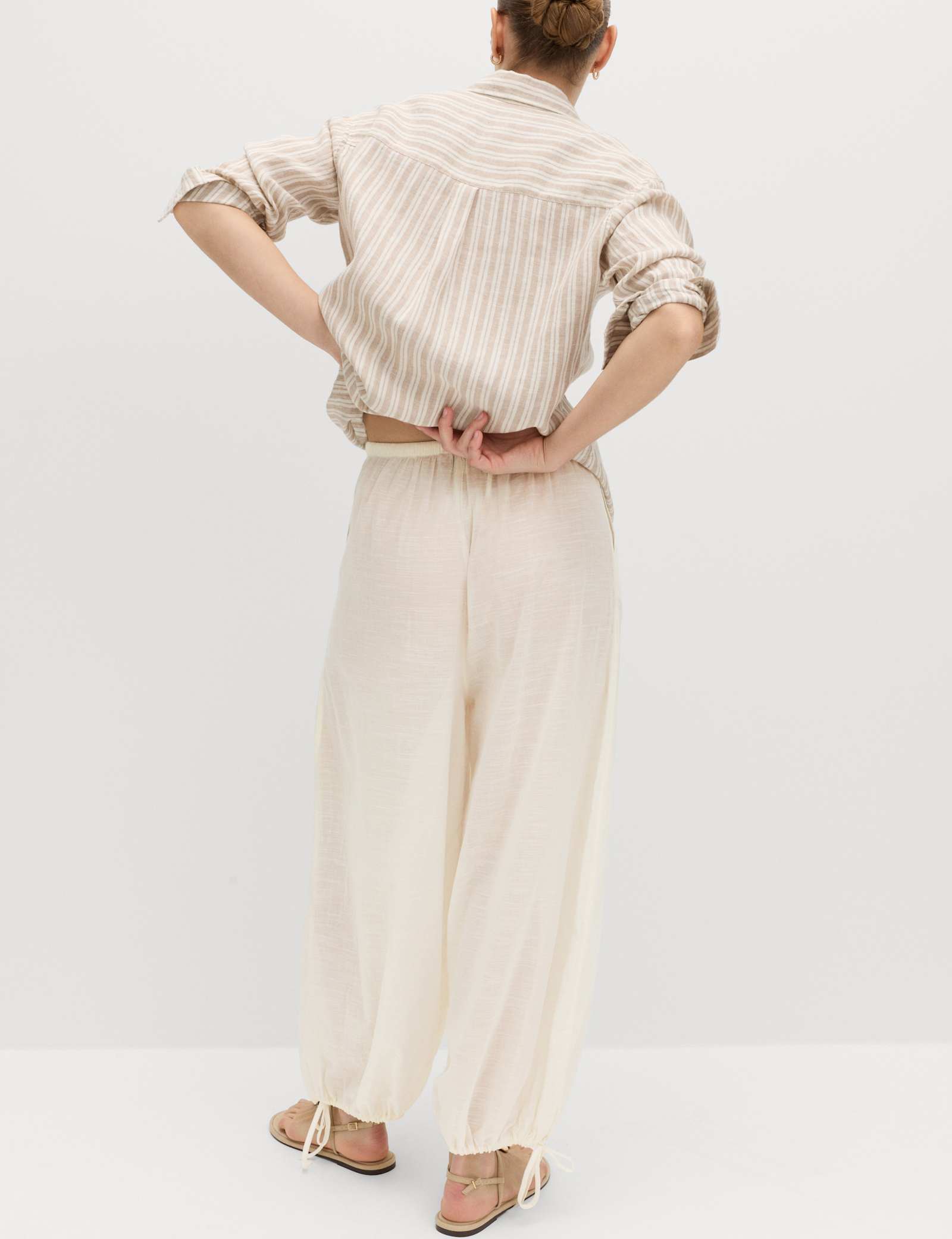 Pure Cotton Bubble Hem Beach Trousers - image 4