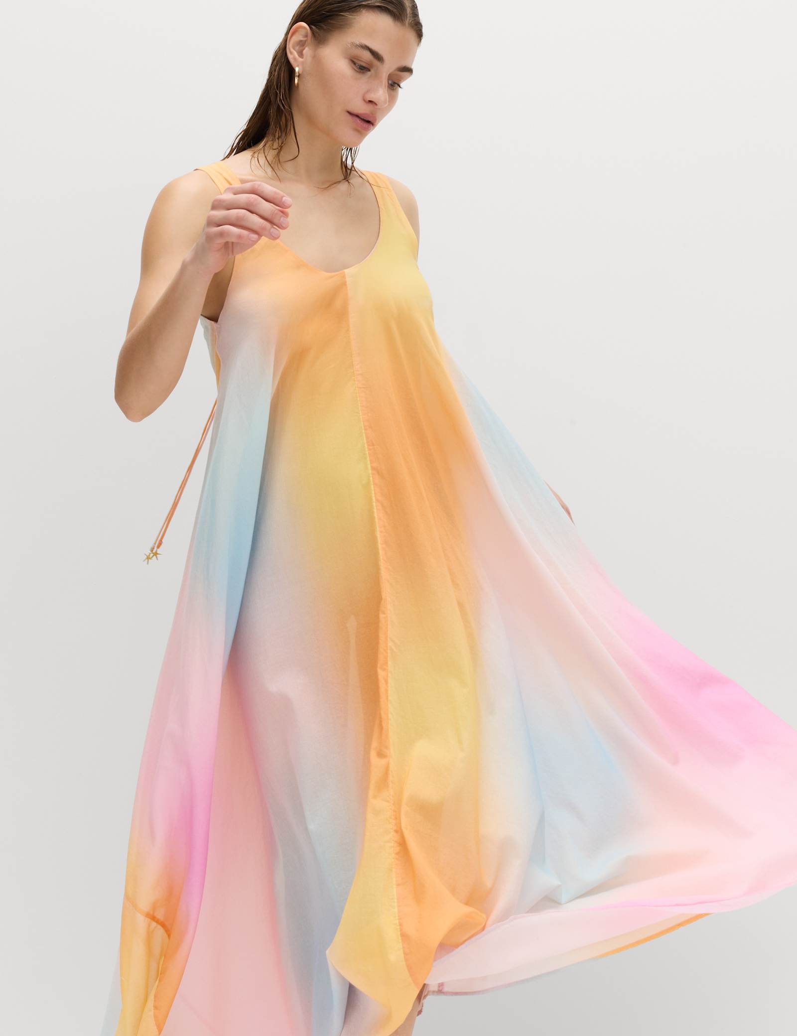 Pure Cotton Ombre Scoop Neck Volume Dress - image 5