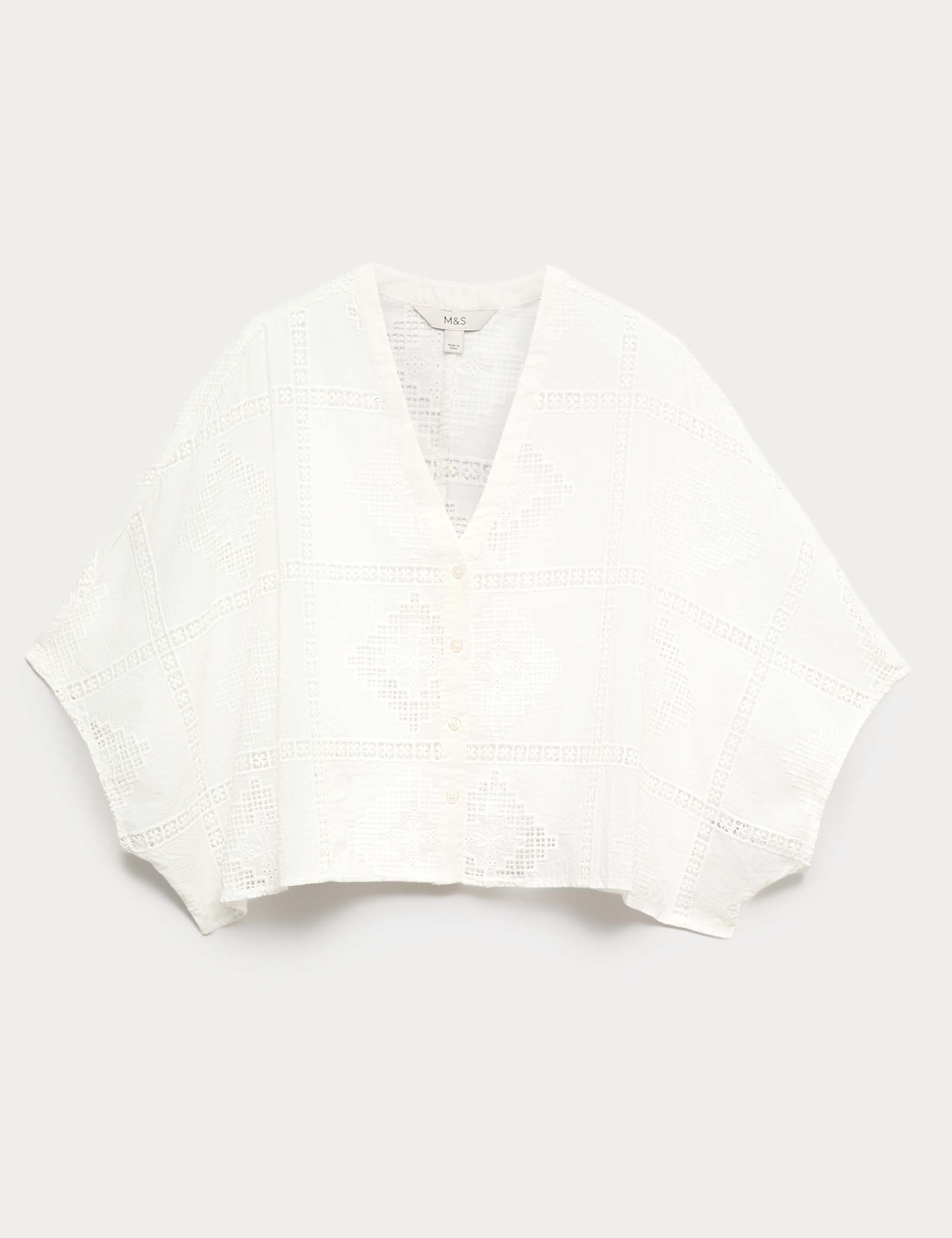 Pure Cotton Broderie Kaftan Top - image 1
