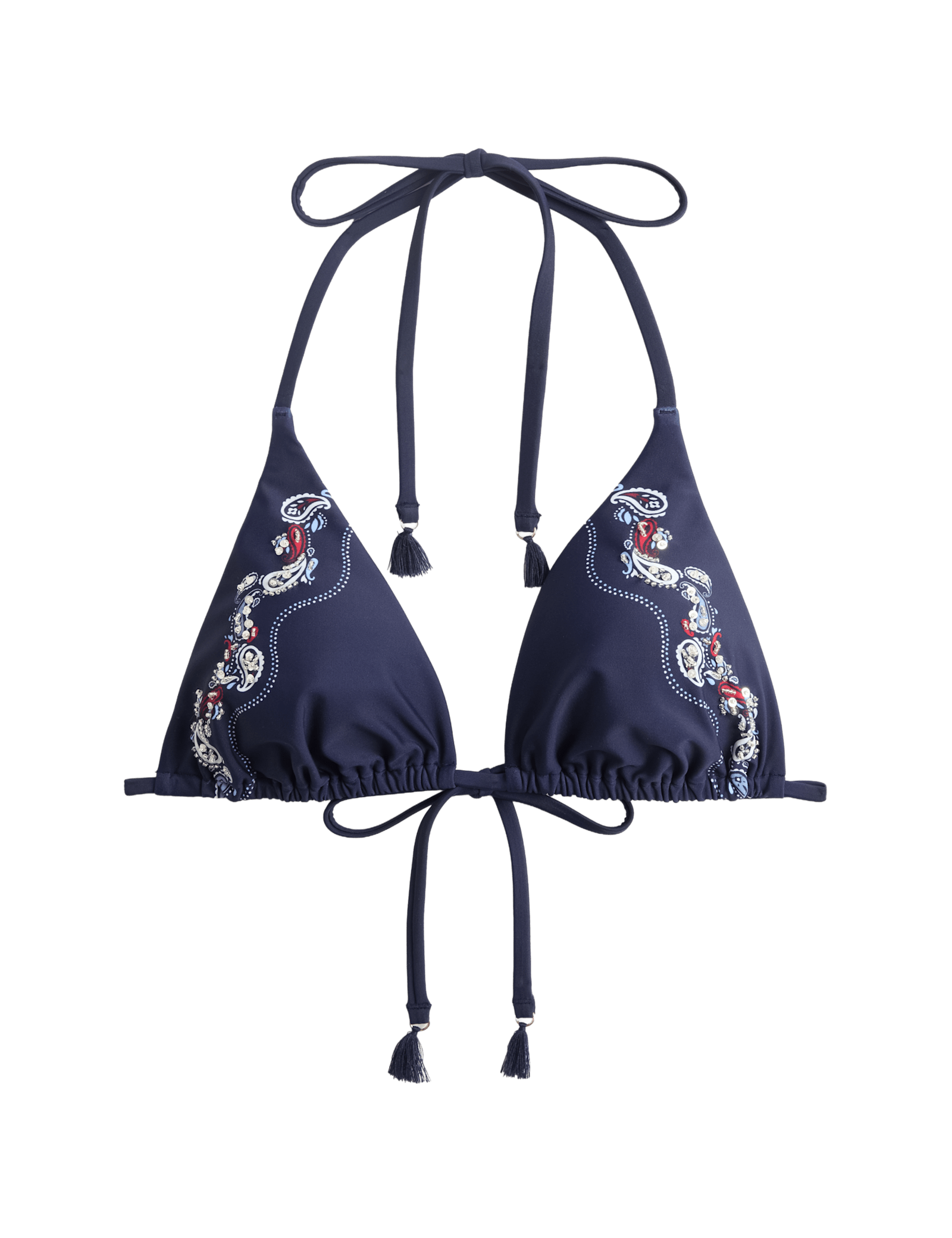 Embellished Placement Print Triangle Bikini Top - image 3