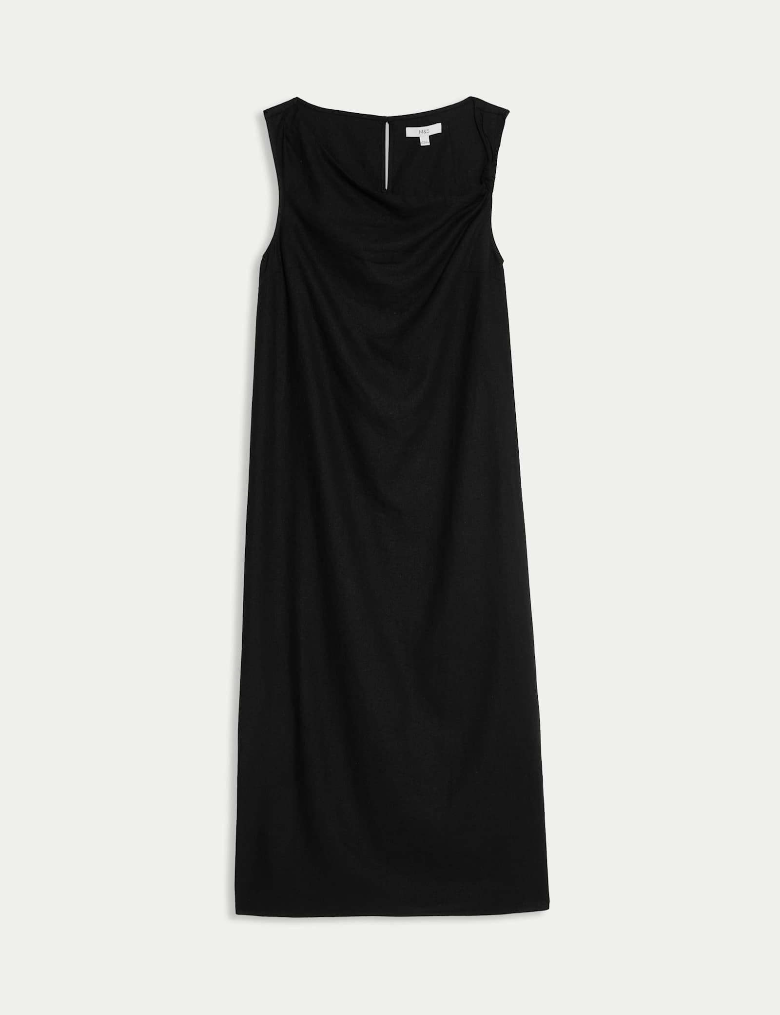 Linen Rich Tie Neck Midaxi Shift Dress - image 1