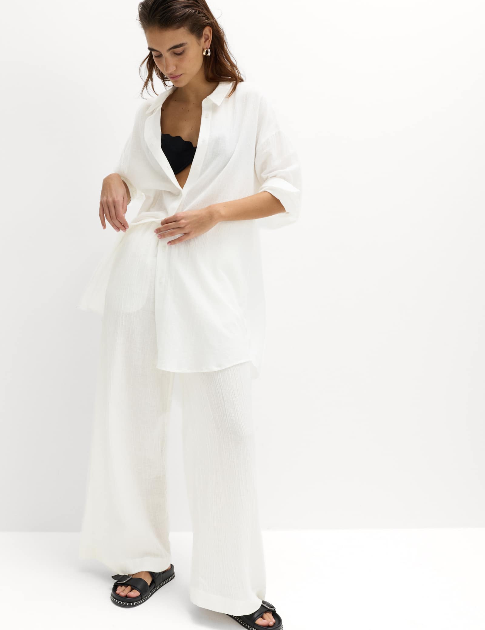 Cotton Rich Textured Shirt with Linen - image 3