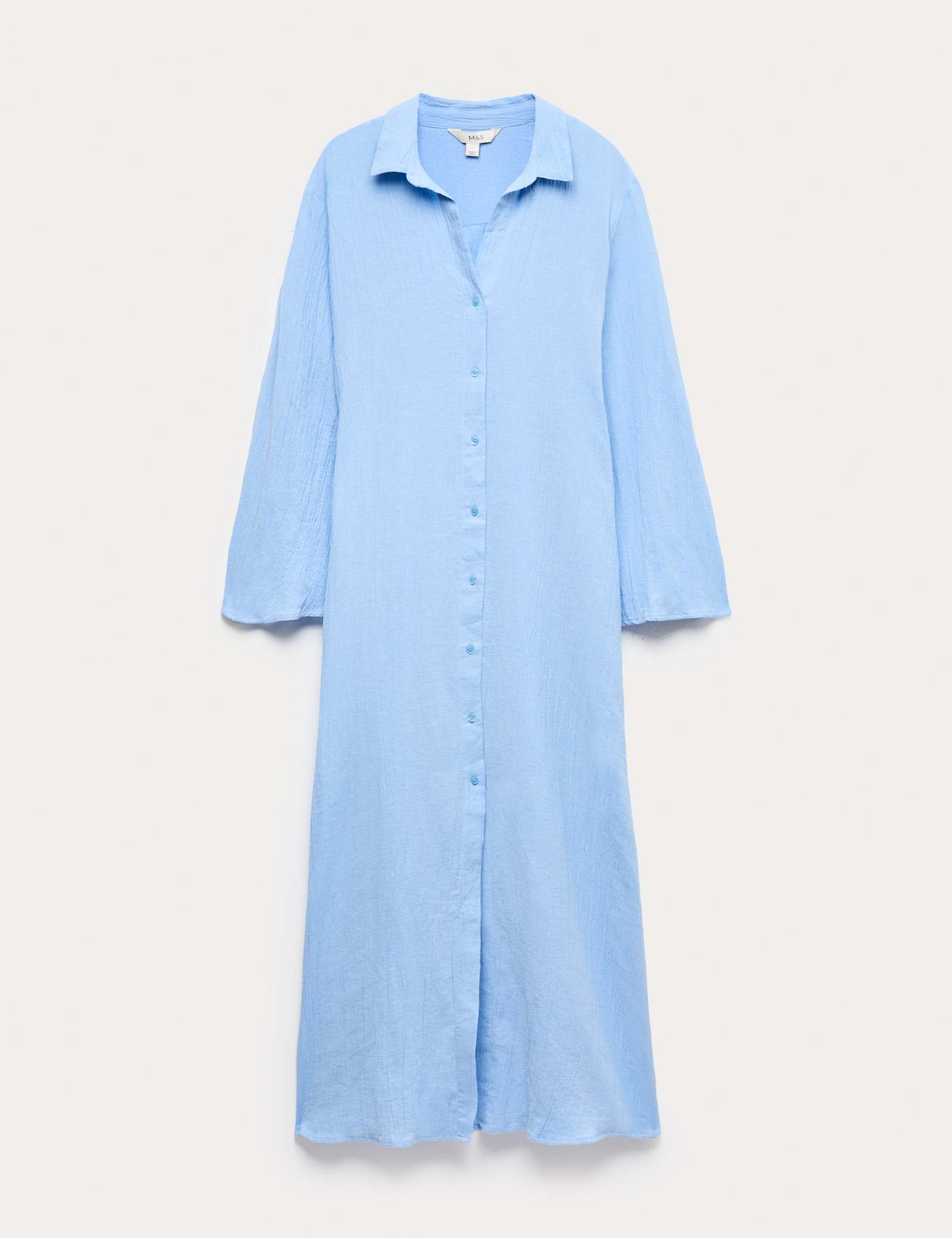 Cotton Rich Midi Shirt Dress with Linen - image 1