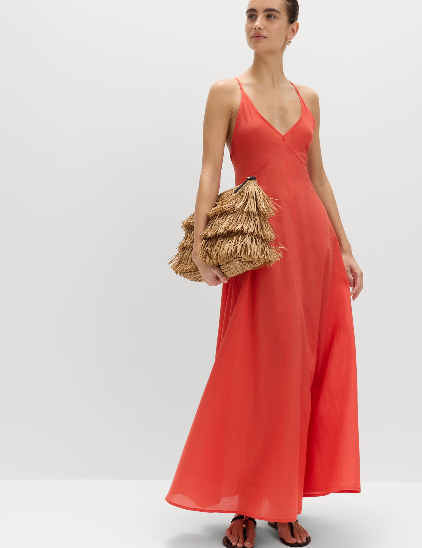 Pure Cotton Strappy V-Neck Maxi Beach Dress - image 4