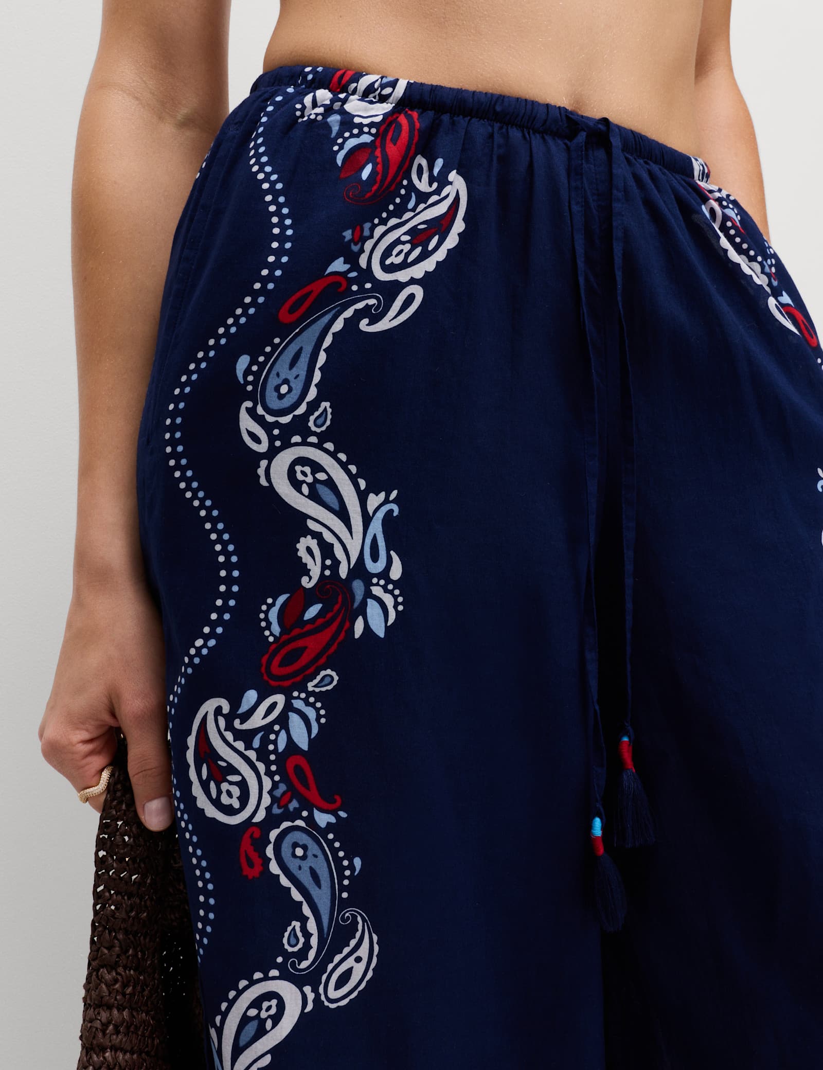 Pure Cotton Printed Drawstring Wide Leg Beach Trousers - image 4