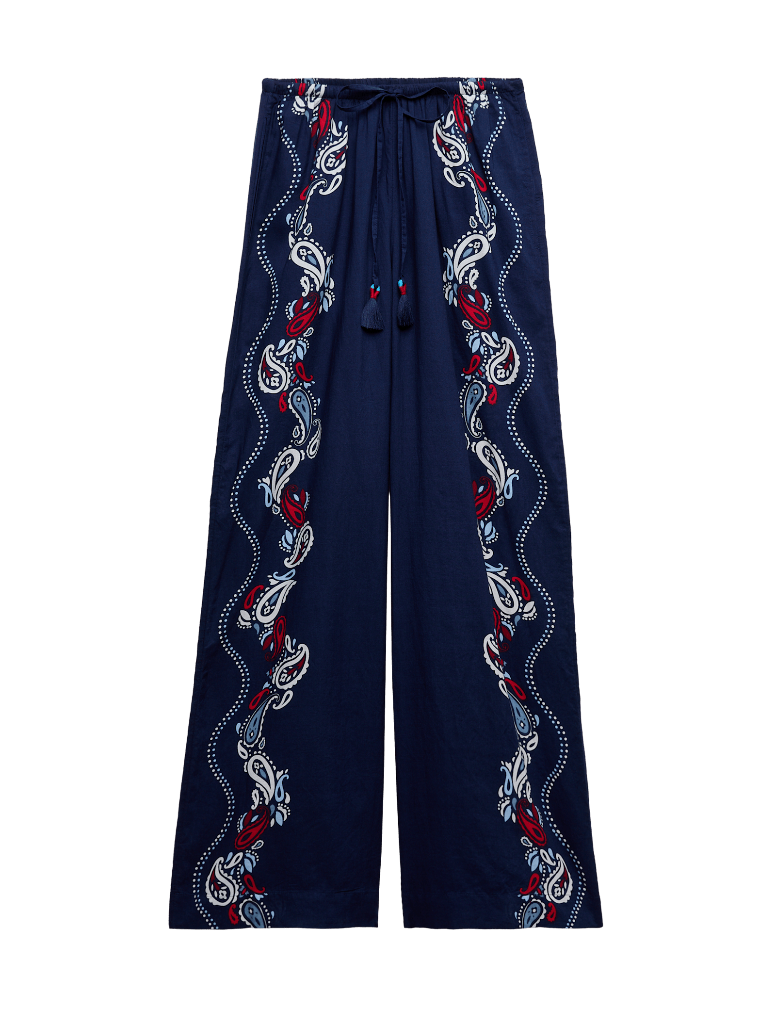 Pure Cotton Printed Drawstring Wide Leg Beach Trousers - image 3