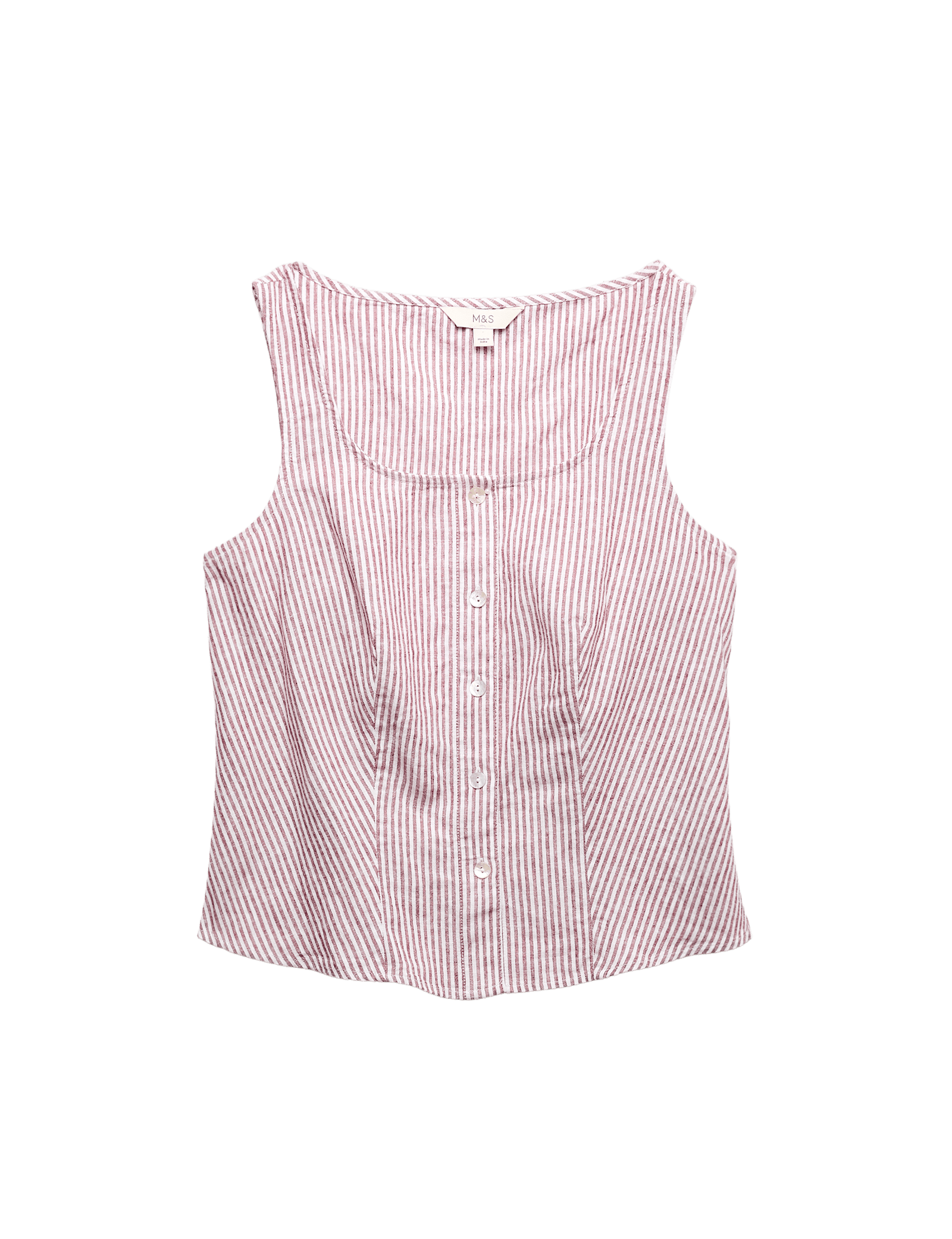Linen Rich Striped Button Through Top - image 3