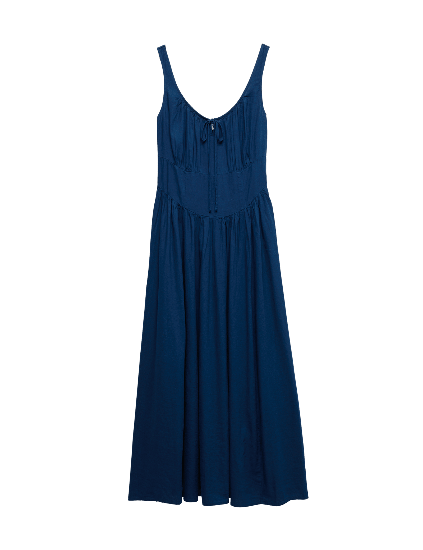 Linen Rich Round Neck Strappy Midi Swing Dress - image 3