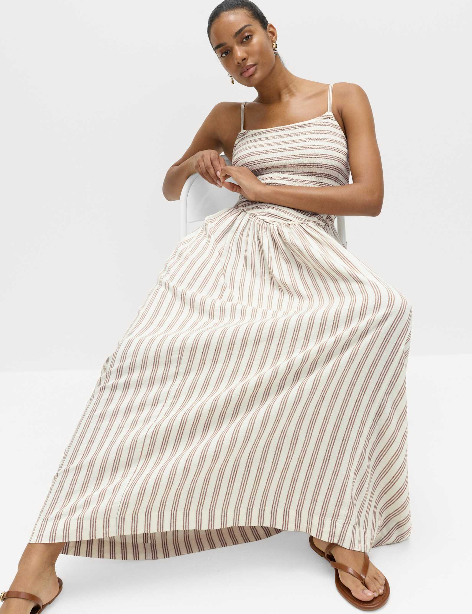 Linen Rich Shirred Maxi Shift Dress - image 4
