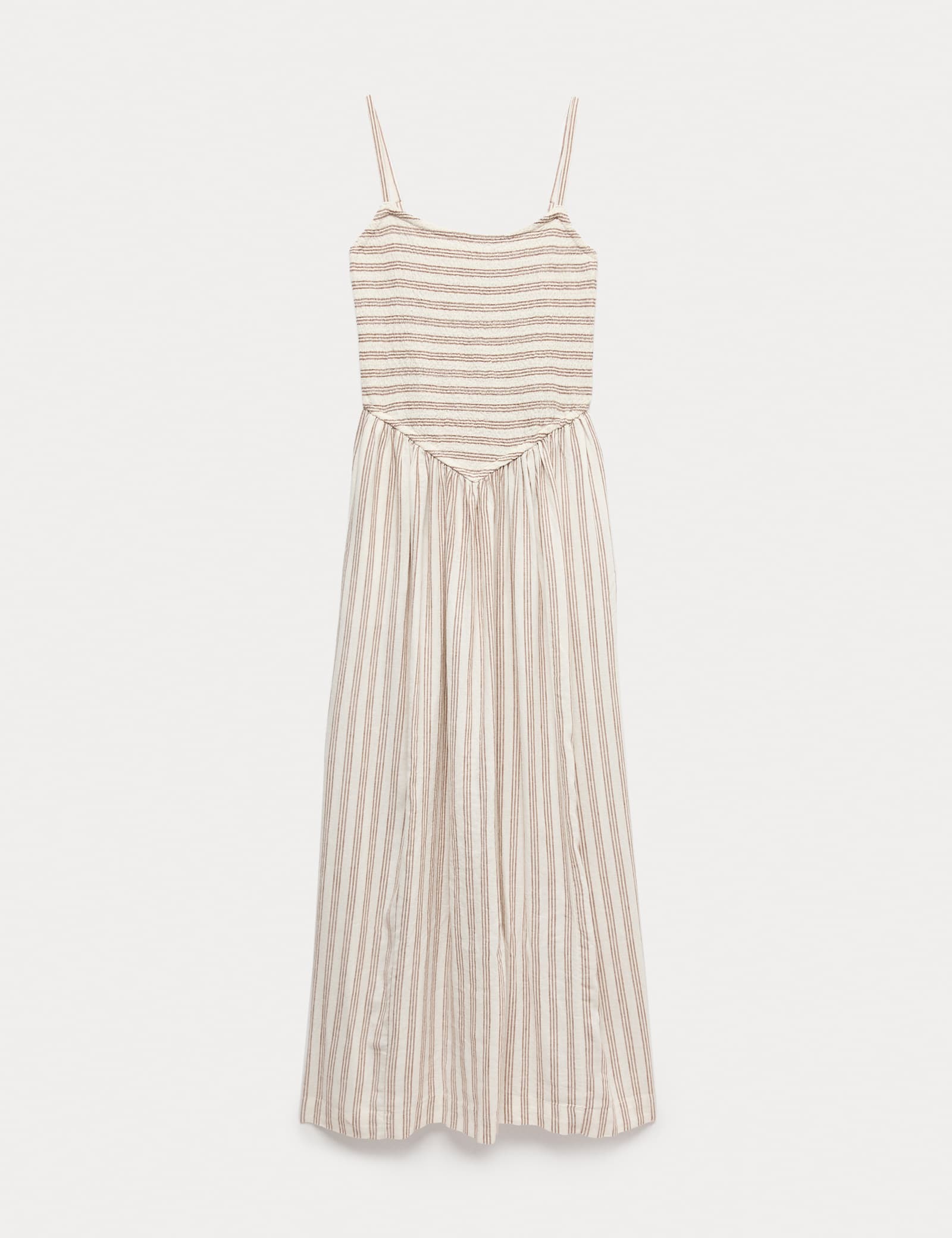 Linen Rich Shirred Maxi Shift Dress - image 1
