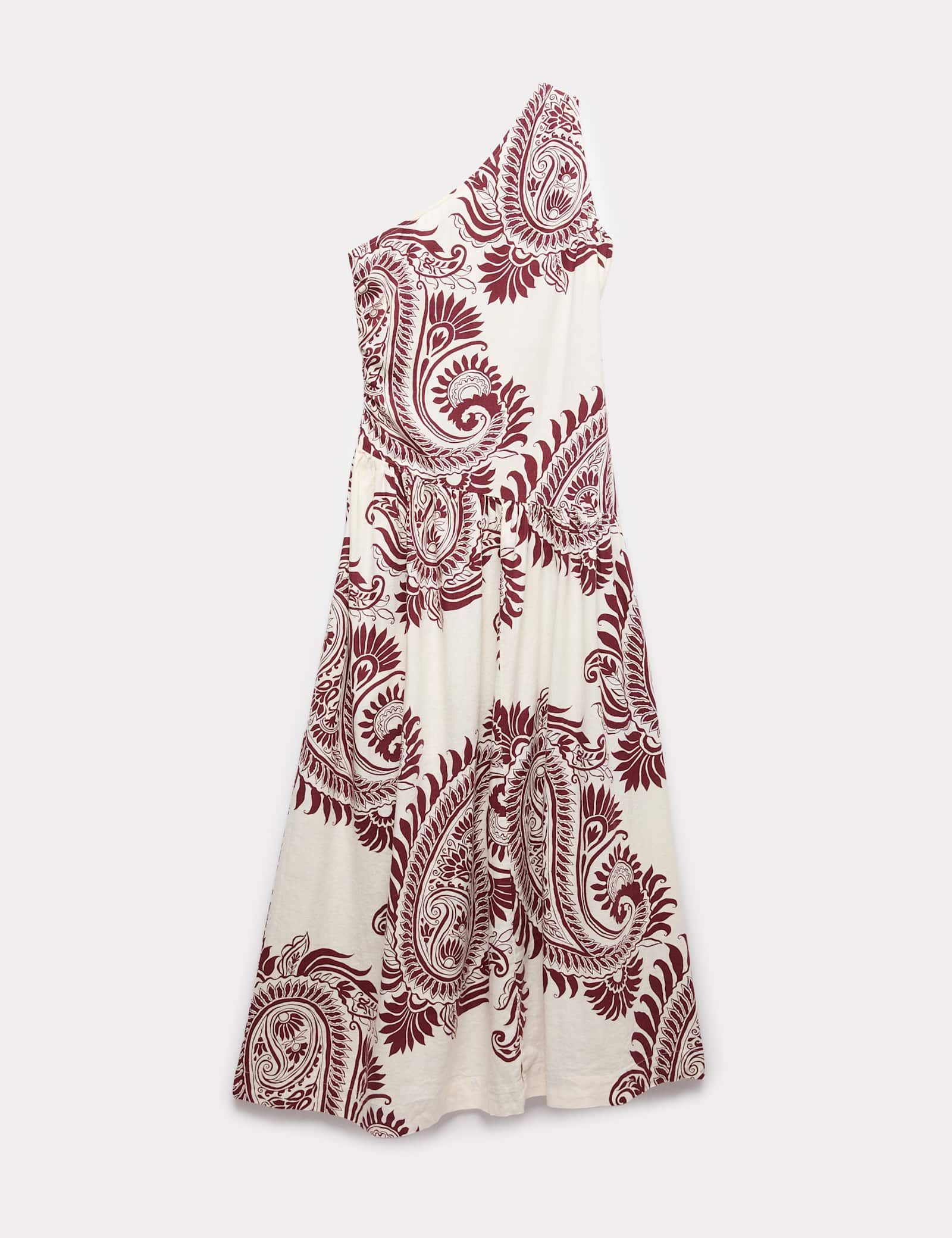 Linen Rich One Shoulder Maxi Shift Dress - image 1