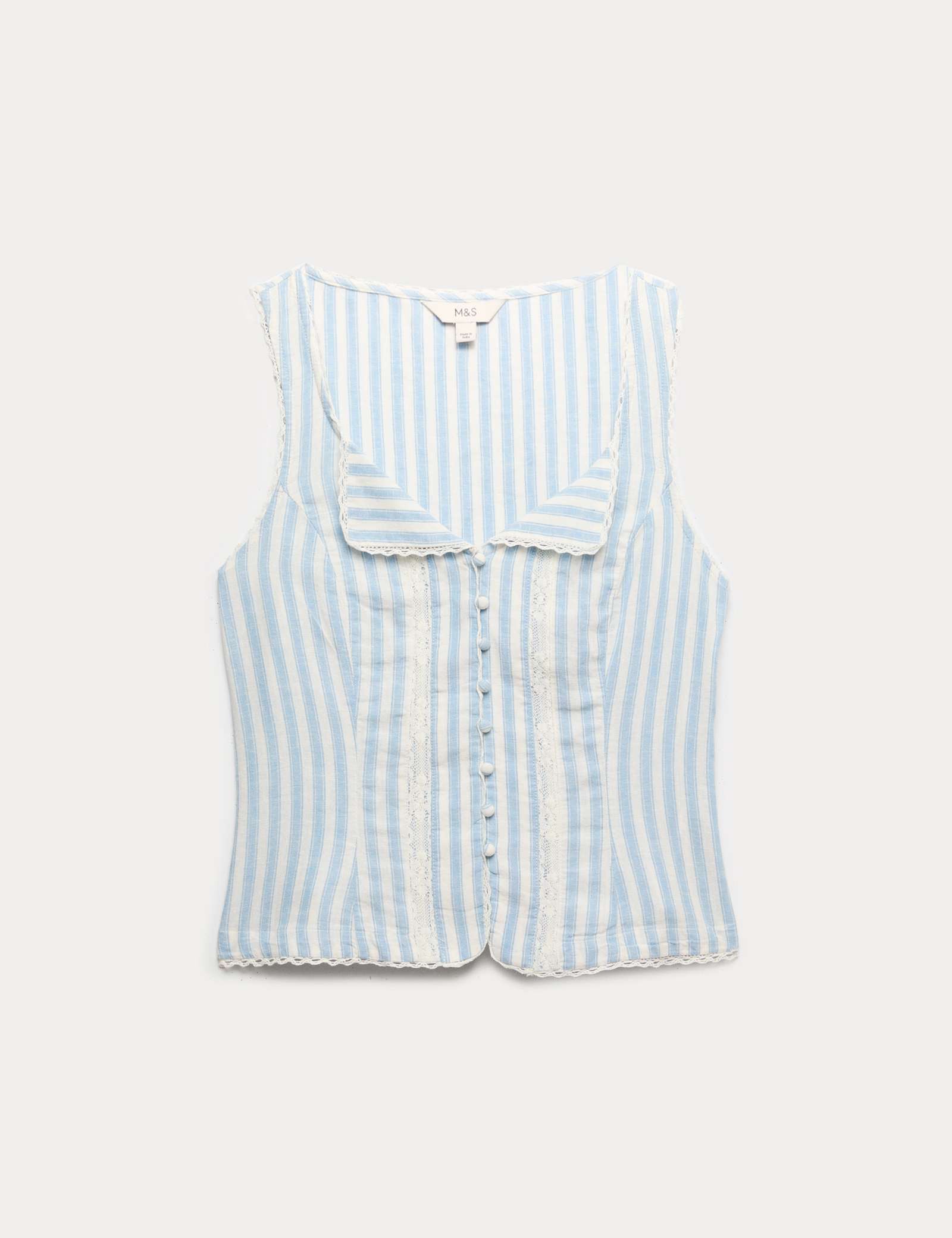 Linen Rich Lace Insert Top - image 1