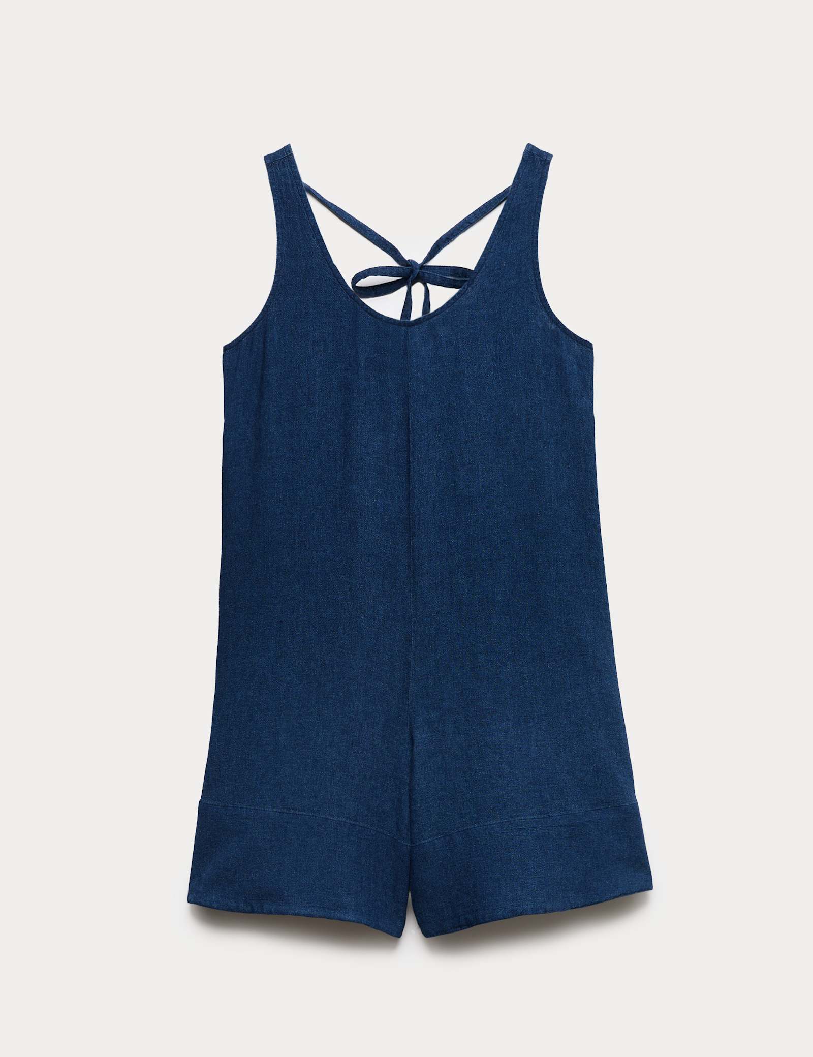 Linen Rich Tie Detail Sleeveless Volume Playsuit - image 1