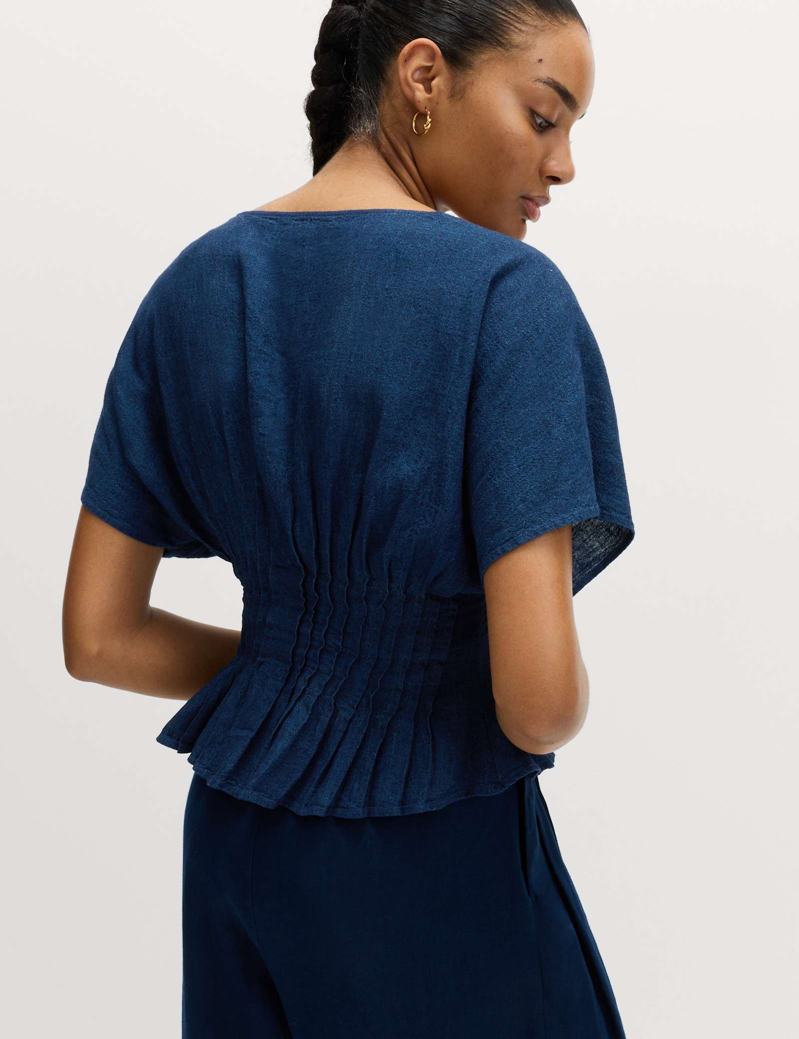 Linen Rich V-Neck Waisted Top - image 4