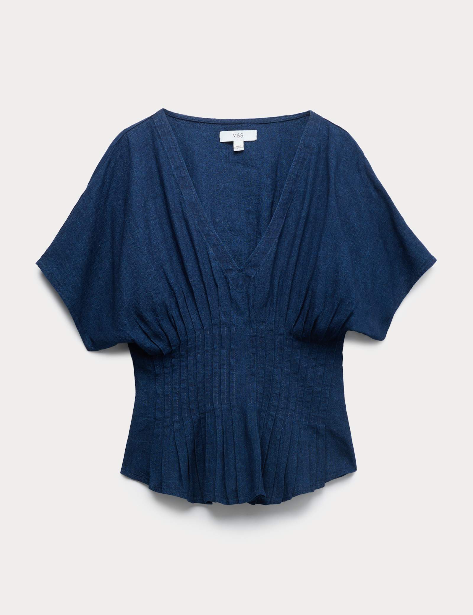 Linen Rich V-Neck Waisted Top - image 1