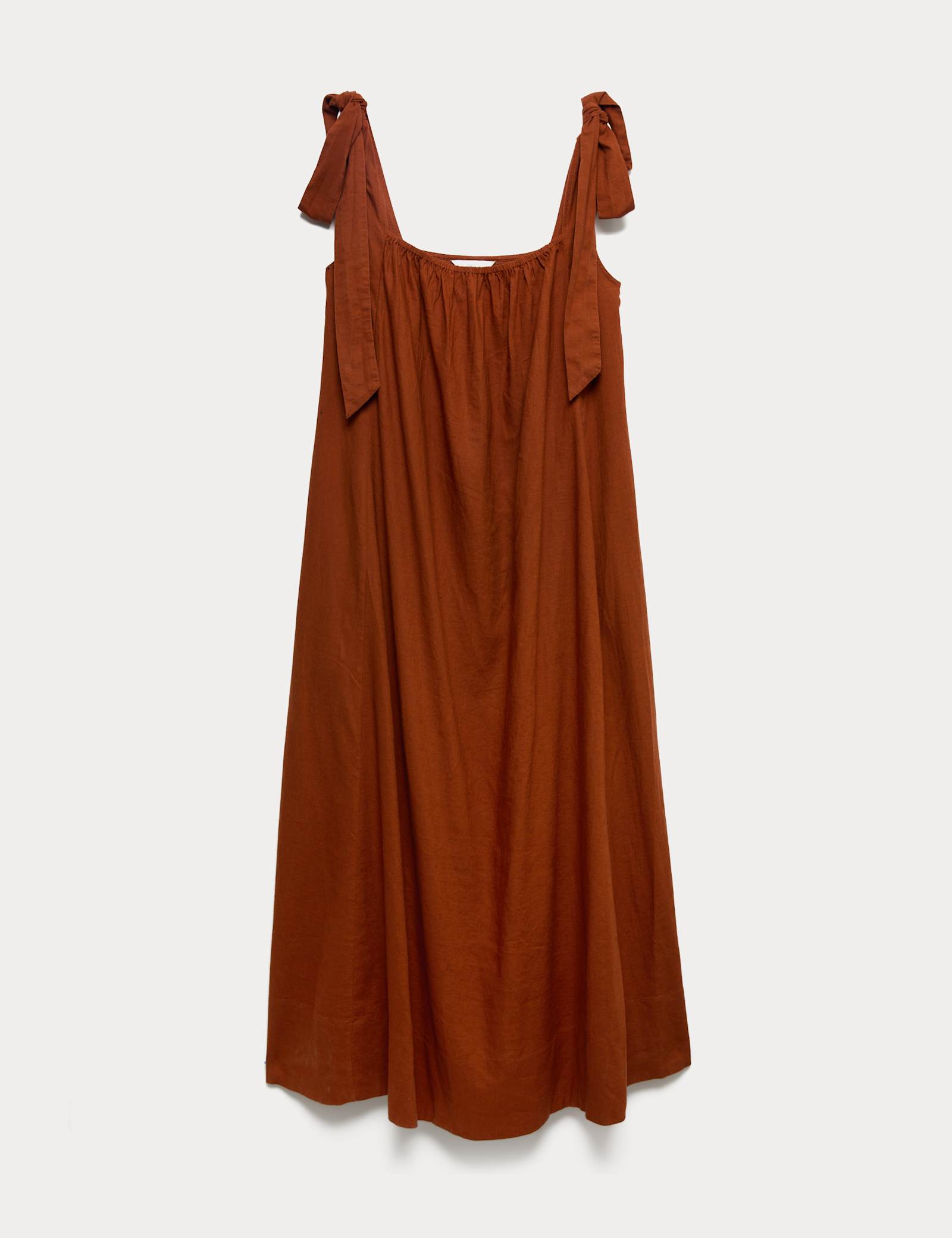 Linen Rich Tie Bow Maxi Beach Dress - image 1