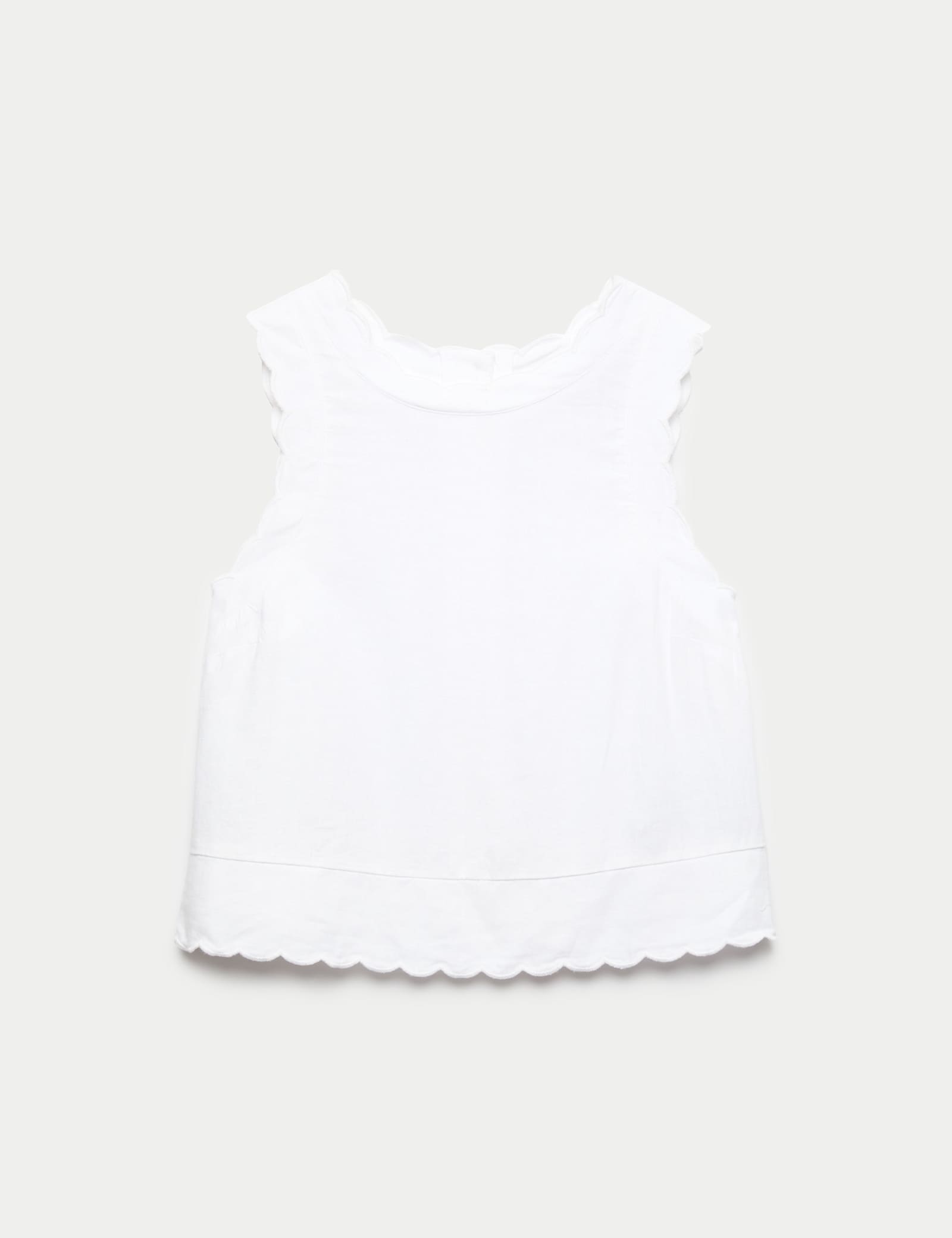 Linen Rich Scallop Vest Top - image 1