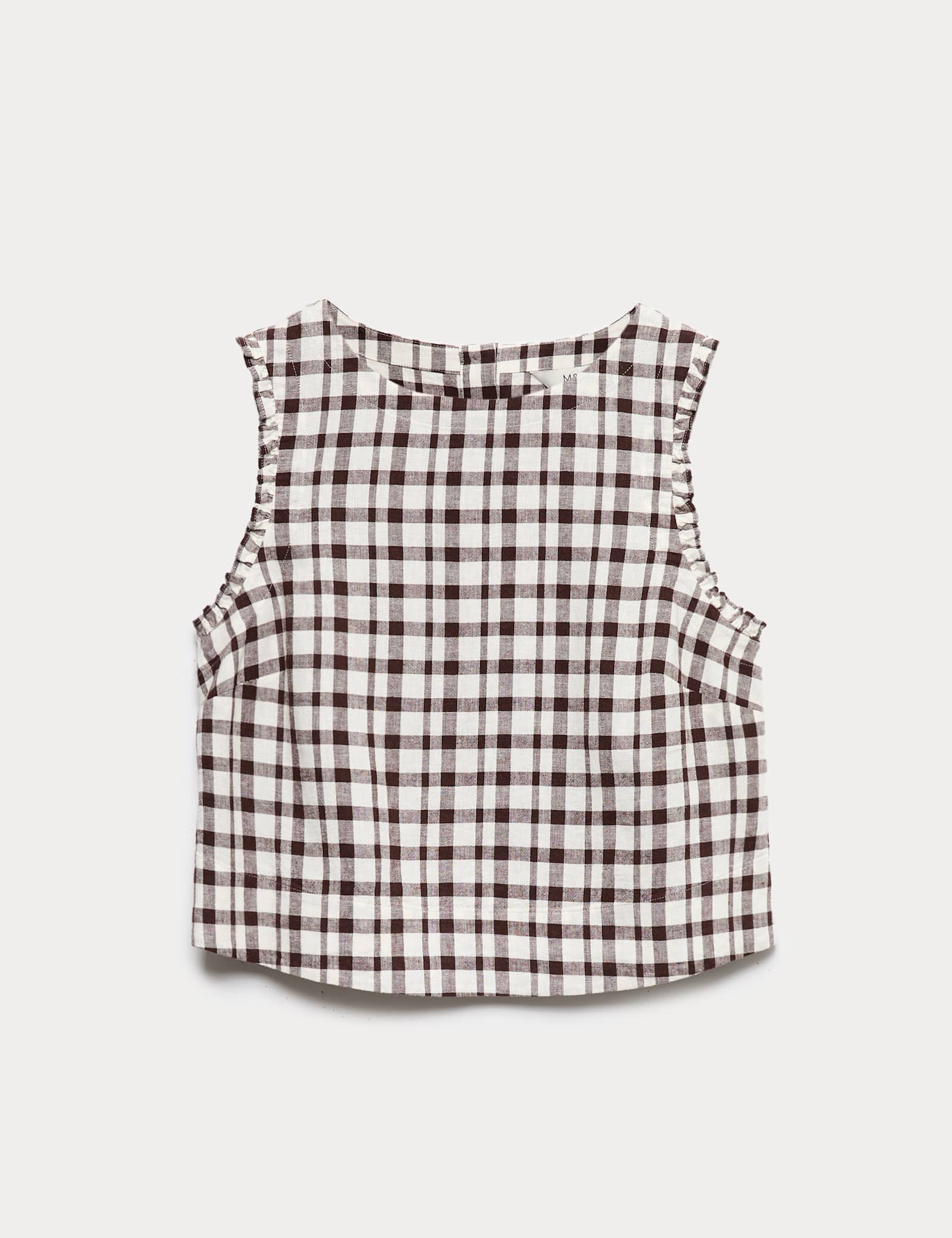 Linen Rich Gingham Vest Top - image 1