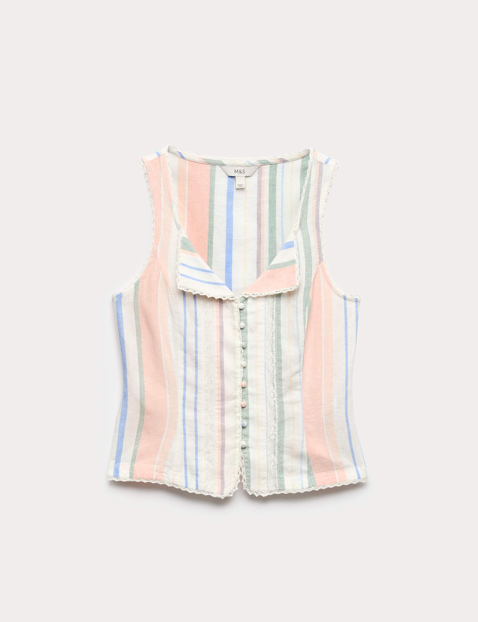 Linen Rich Lace Insert Corset Top - image 1