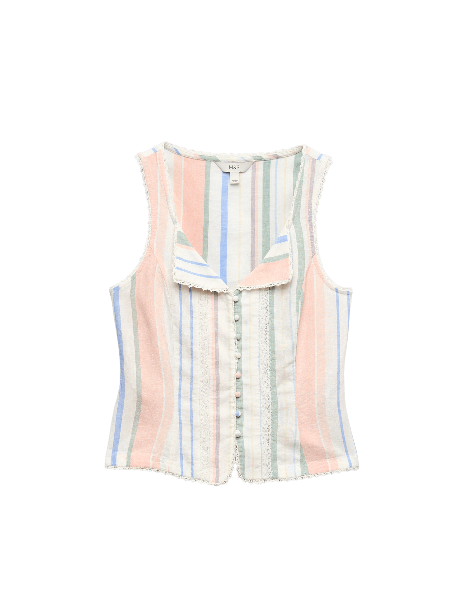 Linen Rich Lace Insert Corset Top - image 3