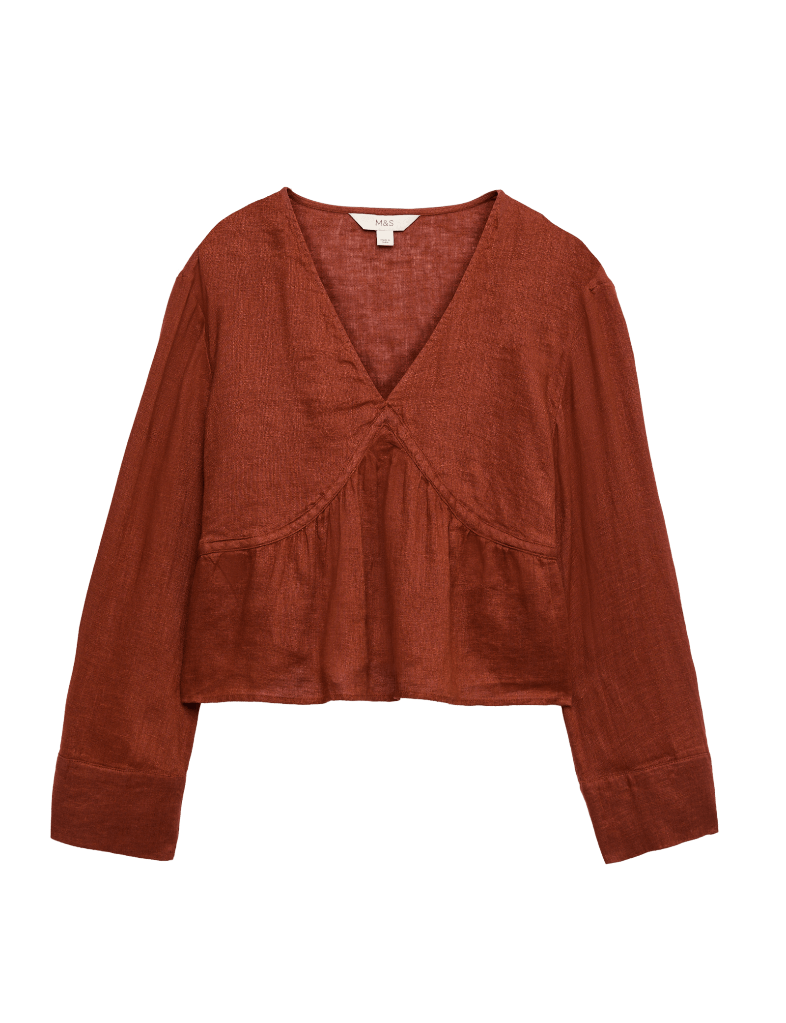 Pure Linen V-Neck Peplum Top - image 3
