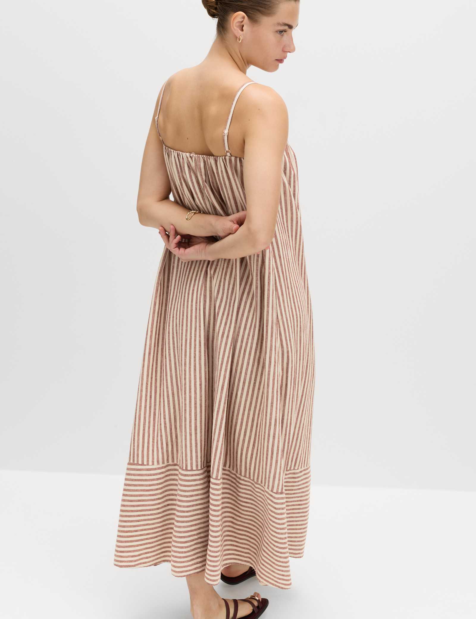 Linen Rich Striped Maxi Slip Dress - image 4